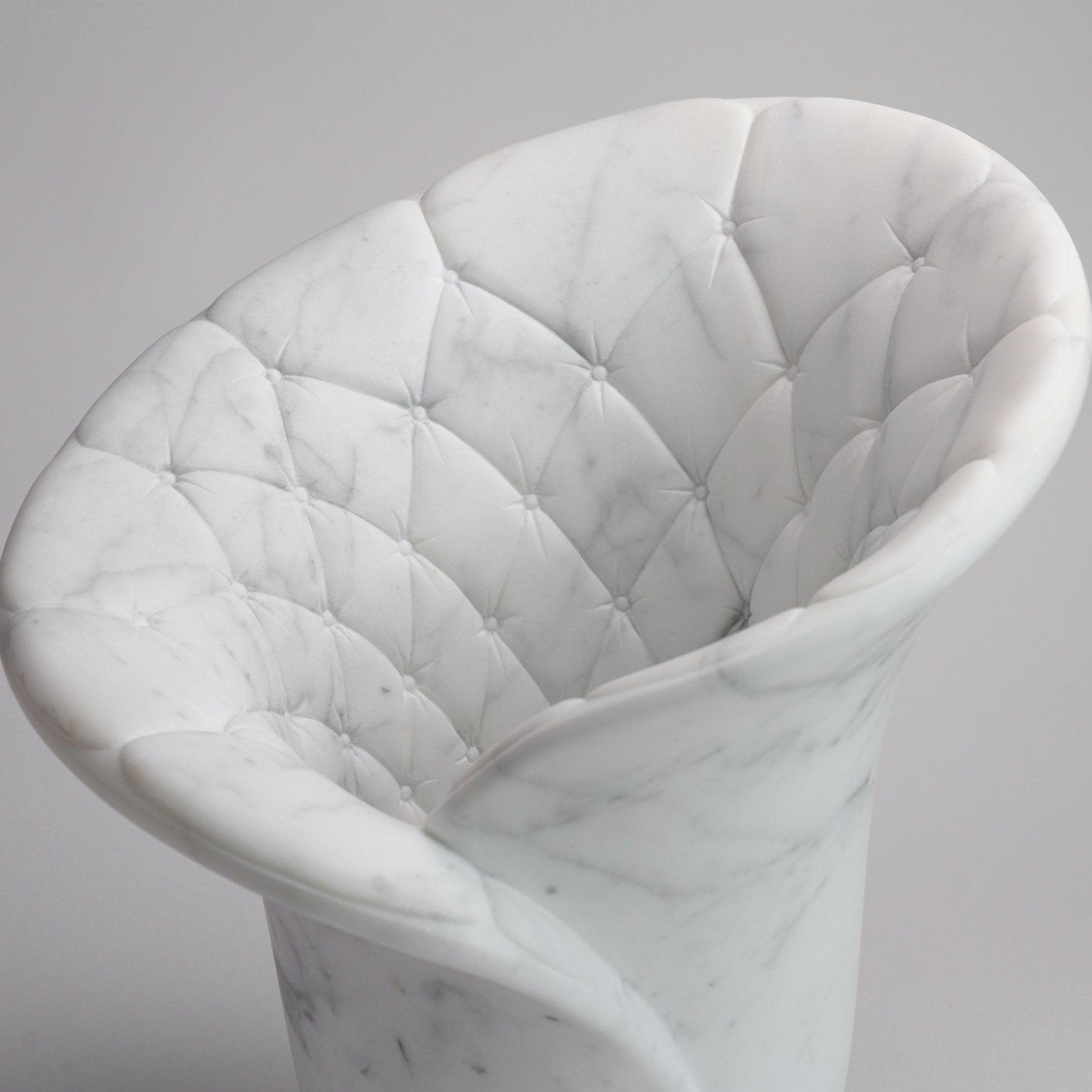 Sculptural Quilted Vase in Statuary Marble by Barberini & Gunnell