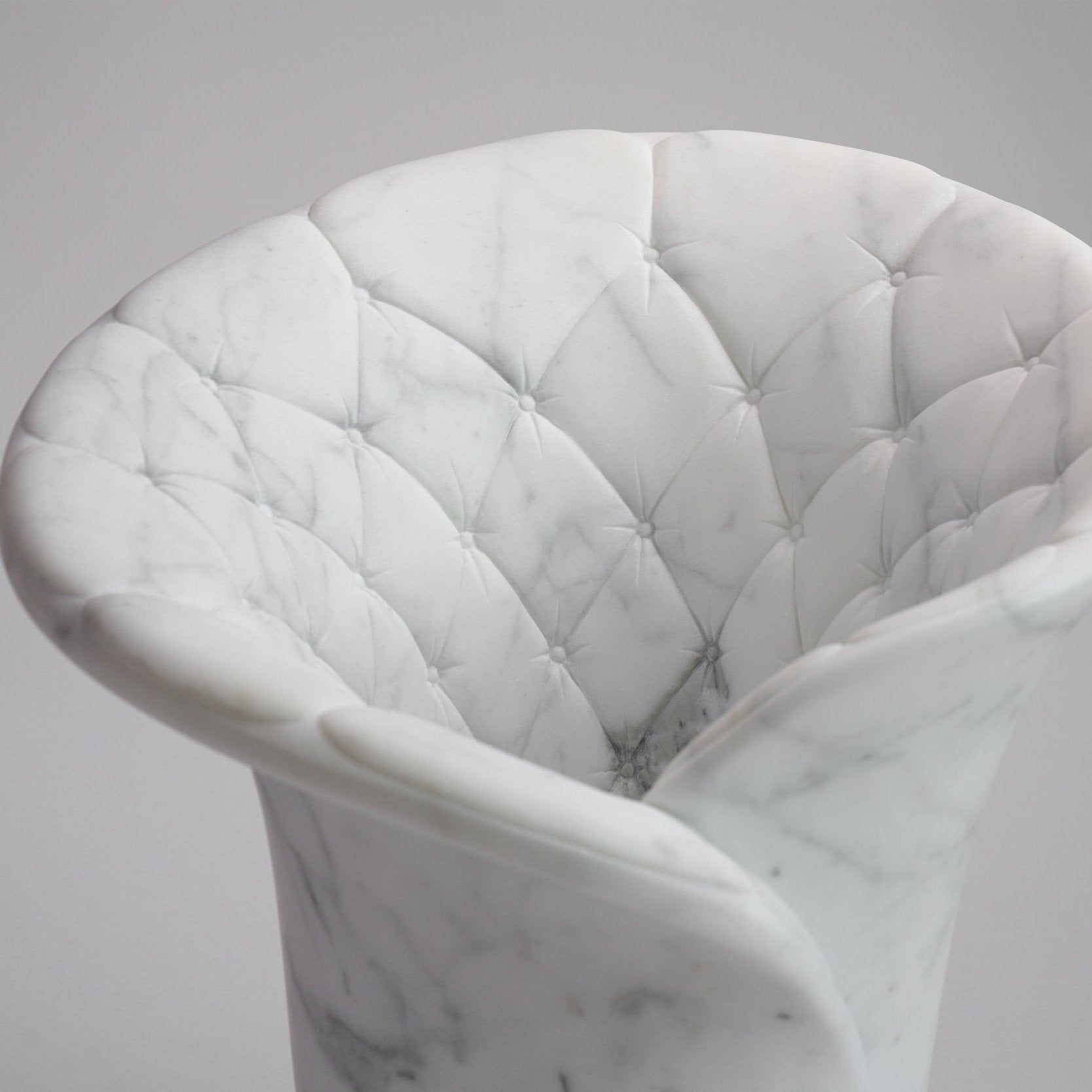 Sculptural Quilted Vase in Statuary Marble by Barberini & Gunnell