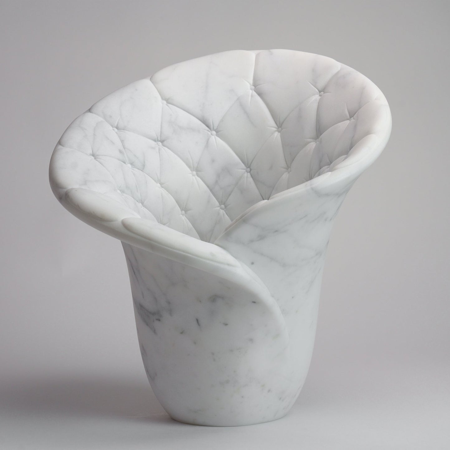 Sculptural Quilted Vase in Statuary Marble by Barberini & Gunnell