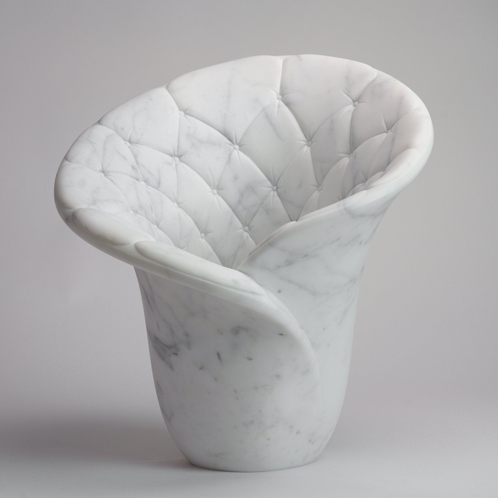 Sculptural Quilted Vase in Statuary Marble by Barberini & Gunnell