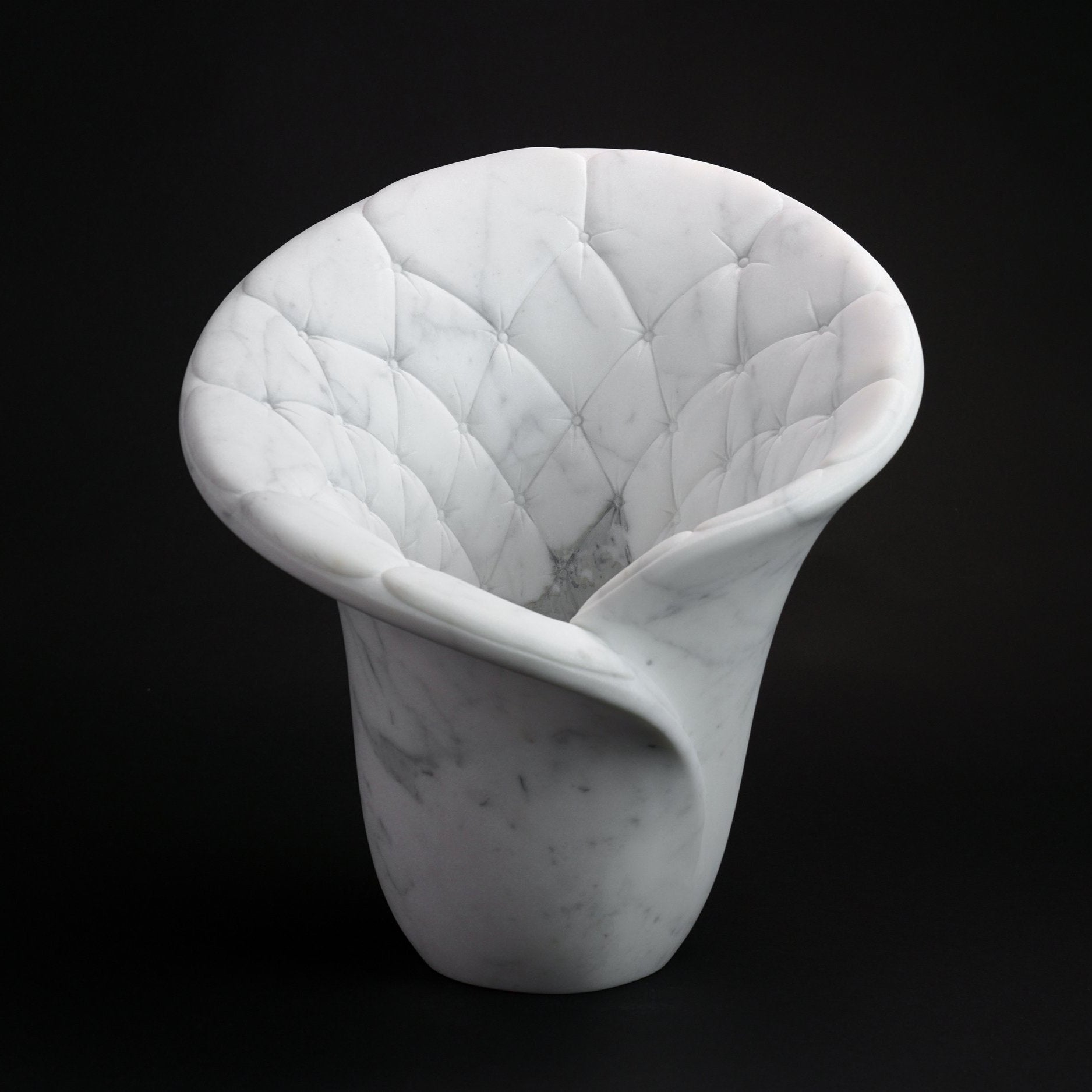 Sculptural Quilted Vase in Statuary Marble by Barberini & Gunnell