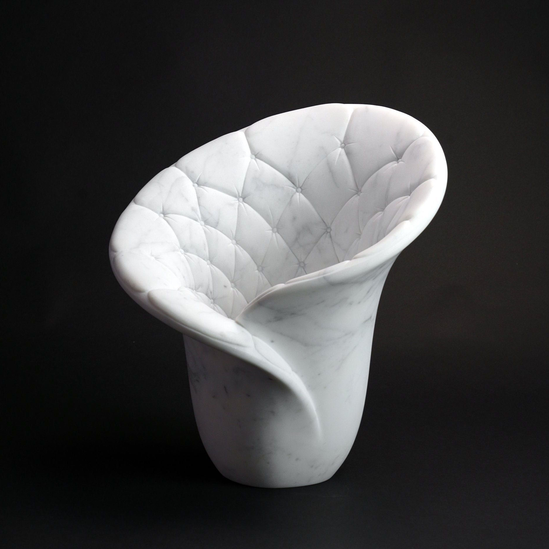 Sculptural Quilted Vase in Statuary Marble by Barberini & Gunnell