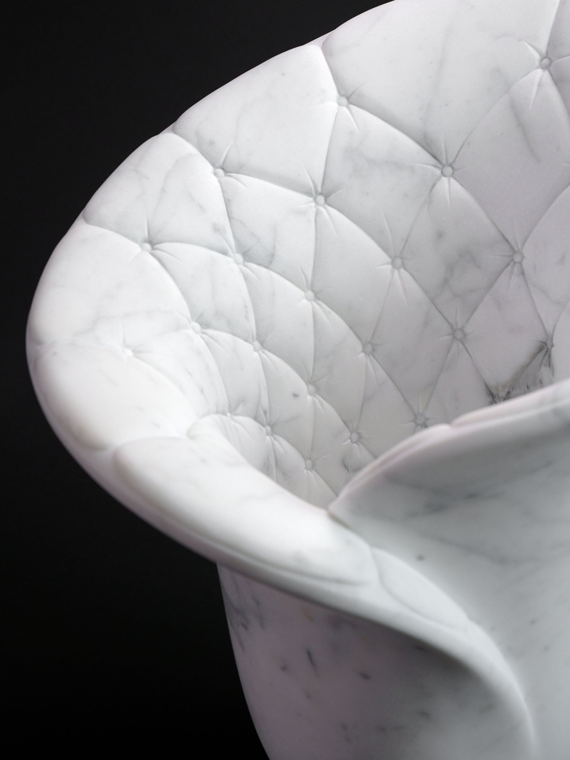 Sculptural Quilted Vase in Statuary Marble by Barberini & Gunnell