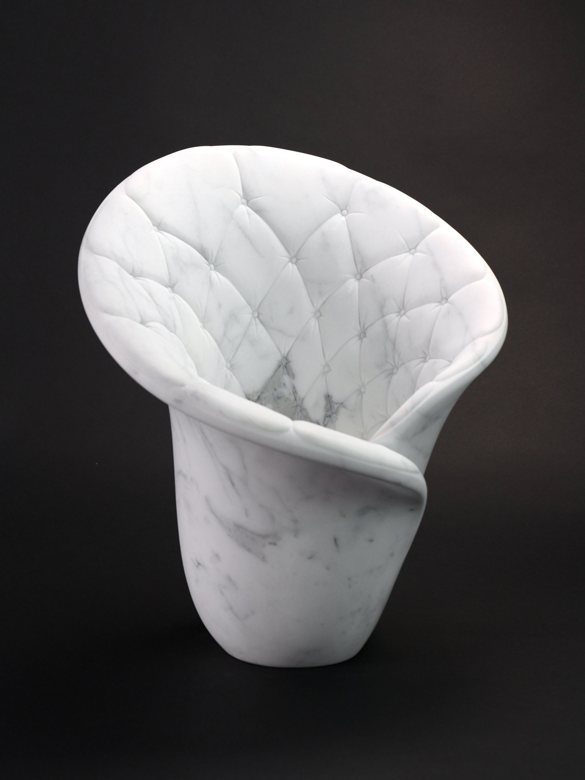 Sculptural Quilted Vase in Statuary Marble by Barberini & Gunnell