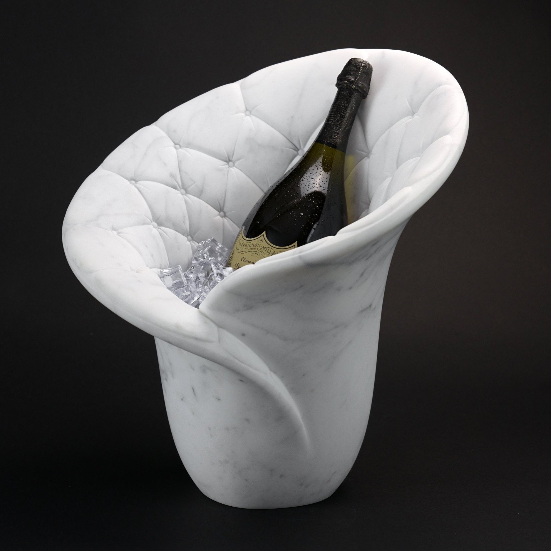Sculptural Quilted Vase in Statuary Marble by Barberini & Gunnell