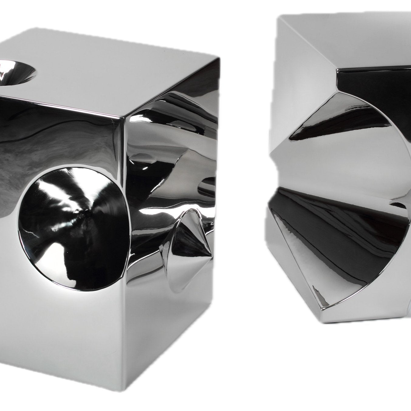 Pair of Side Tables in Polished Stainless Steel by Barberini & Gunnell