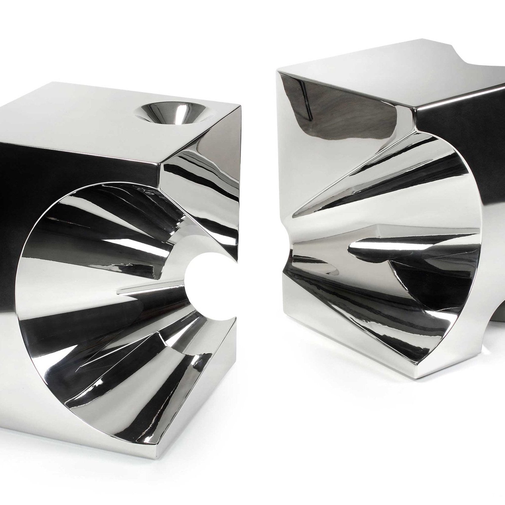 Pair of Side Tables in Polished Stainless Steel by Barberini & Gunnell