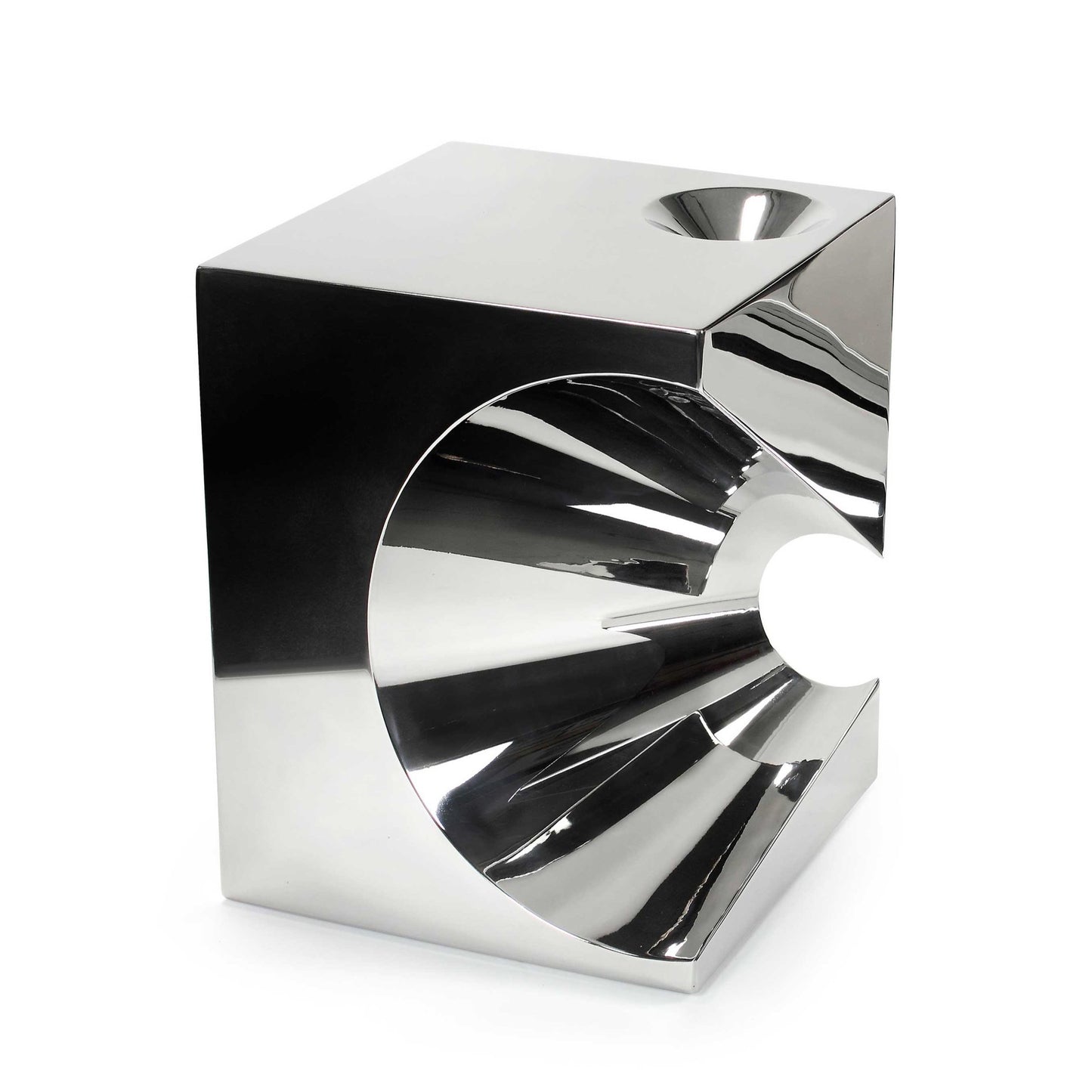 Pair of Side Tables in Polished Stainless Steel by Barberini & Gunnell