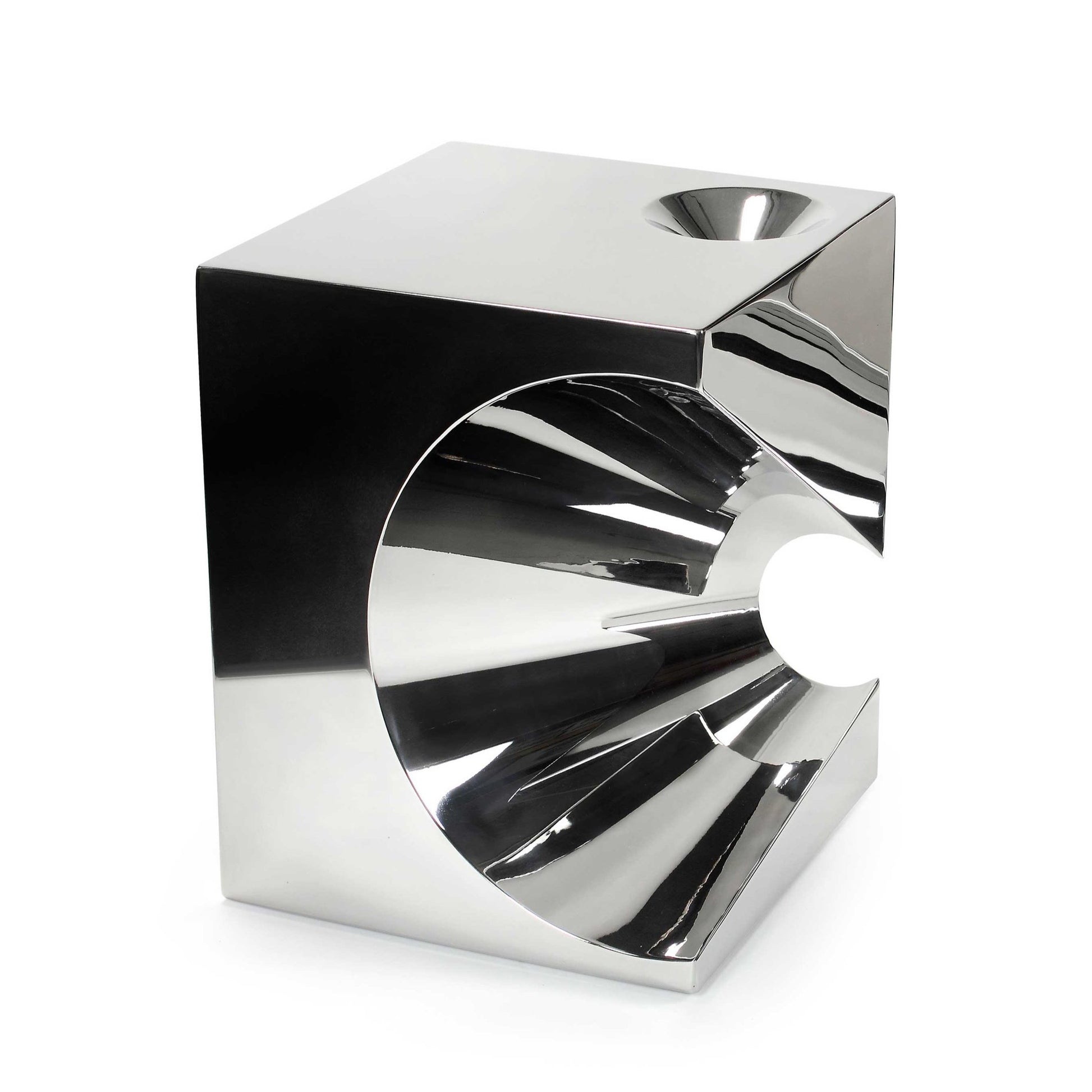 Pair of Side Tables in Polished Stainless Steel by Barberini & Gunnell