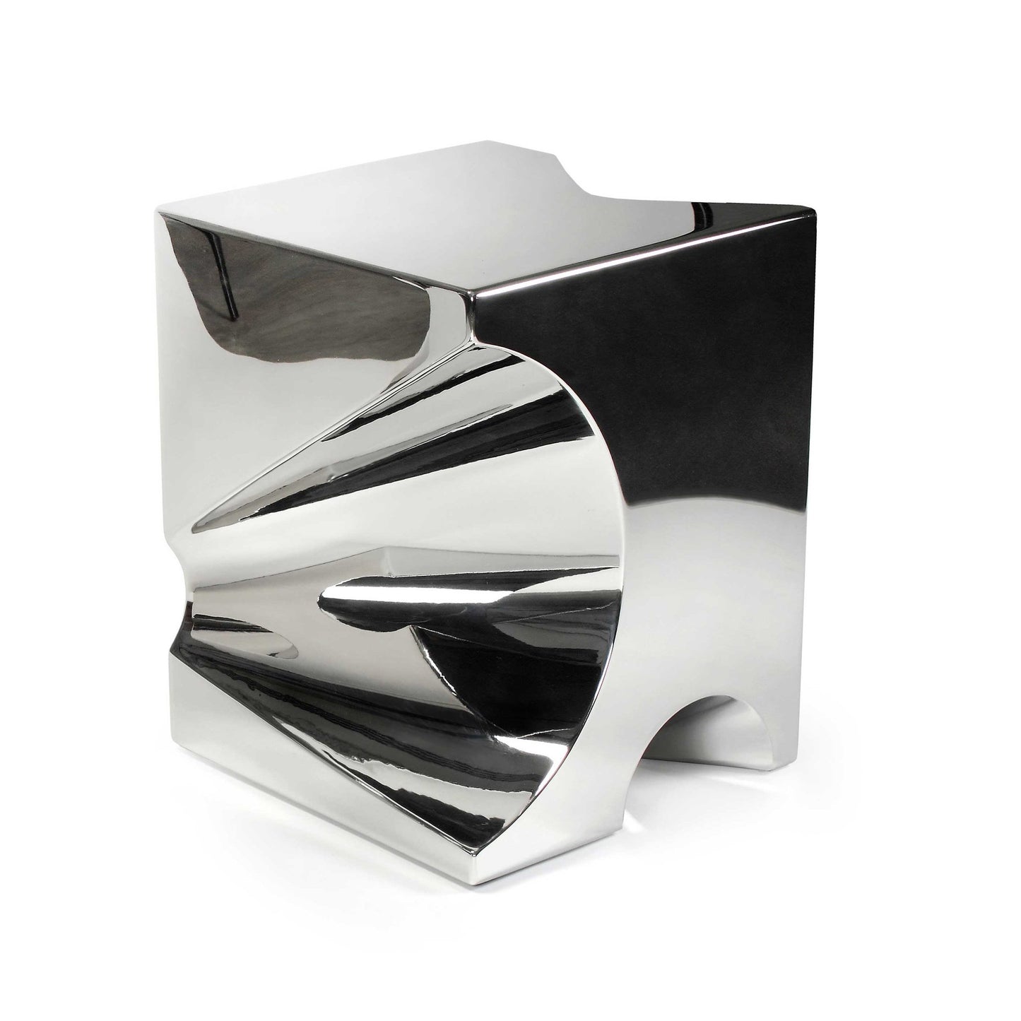 Pair of Side Tables in Polished Stainless Steel by Barberini & Gunnell