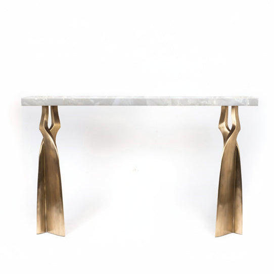Chital Console in Shagreen and Bronze Patina Brass by Kifu Paris