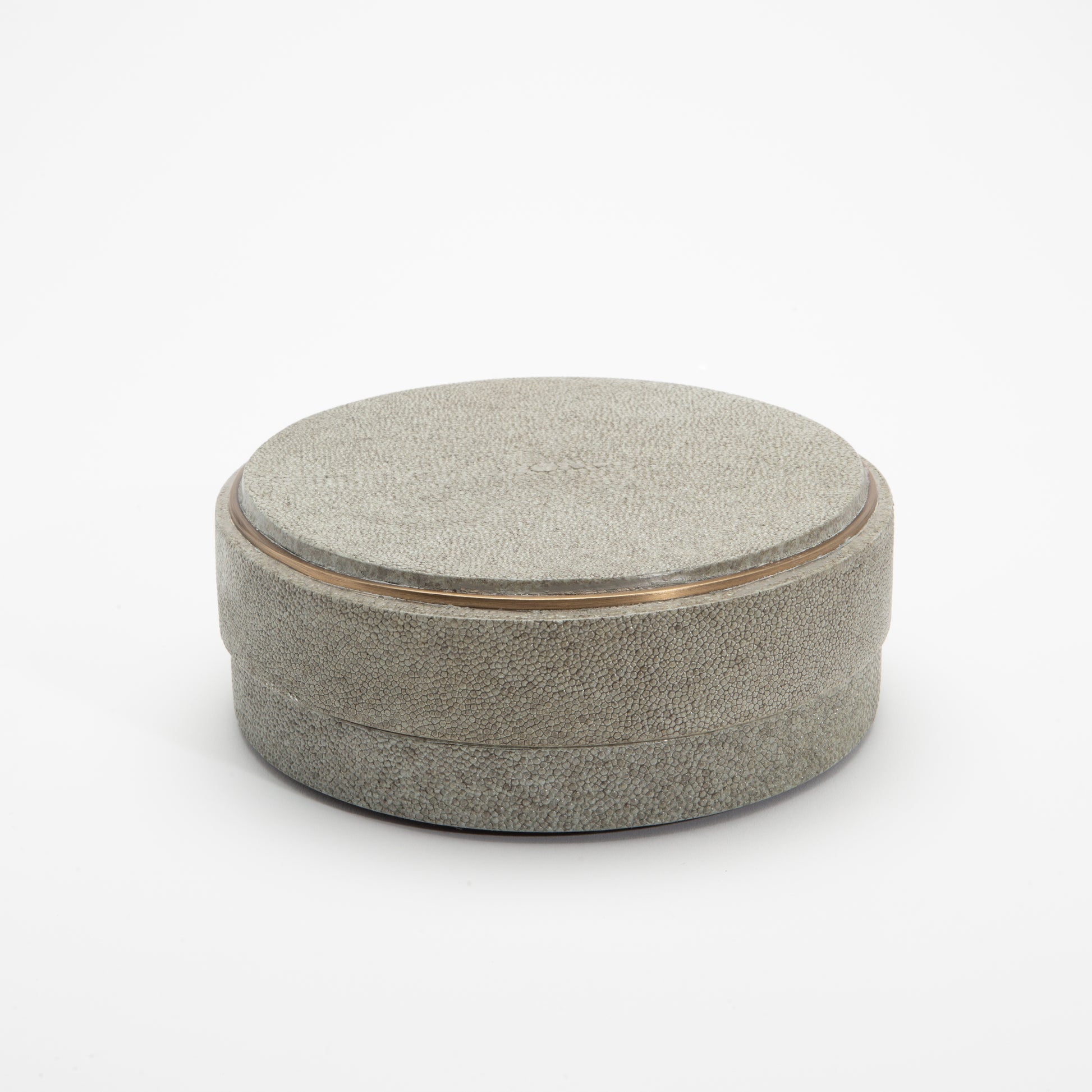 Set of 3 Boxes in Grey Shagreen with Brass Frame by R&Y Augousti