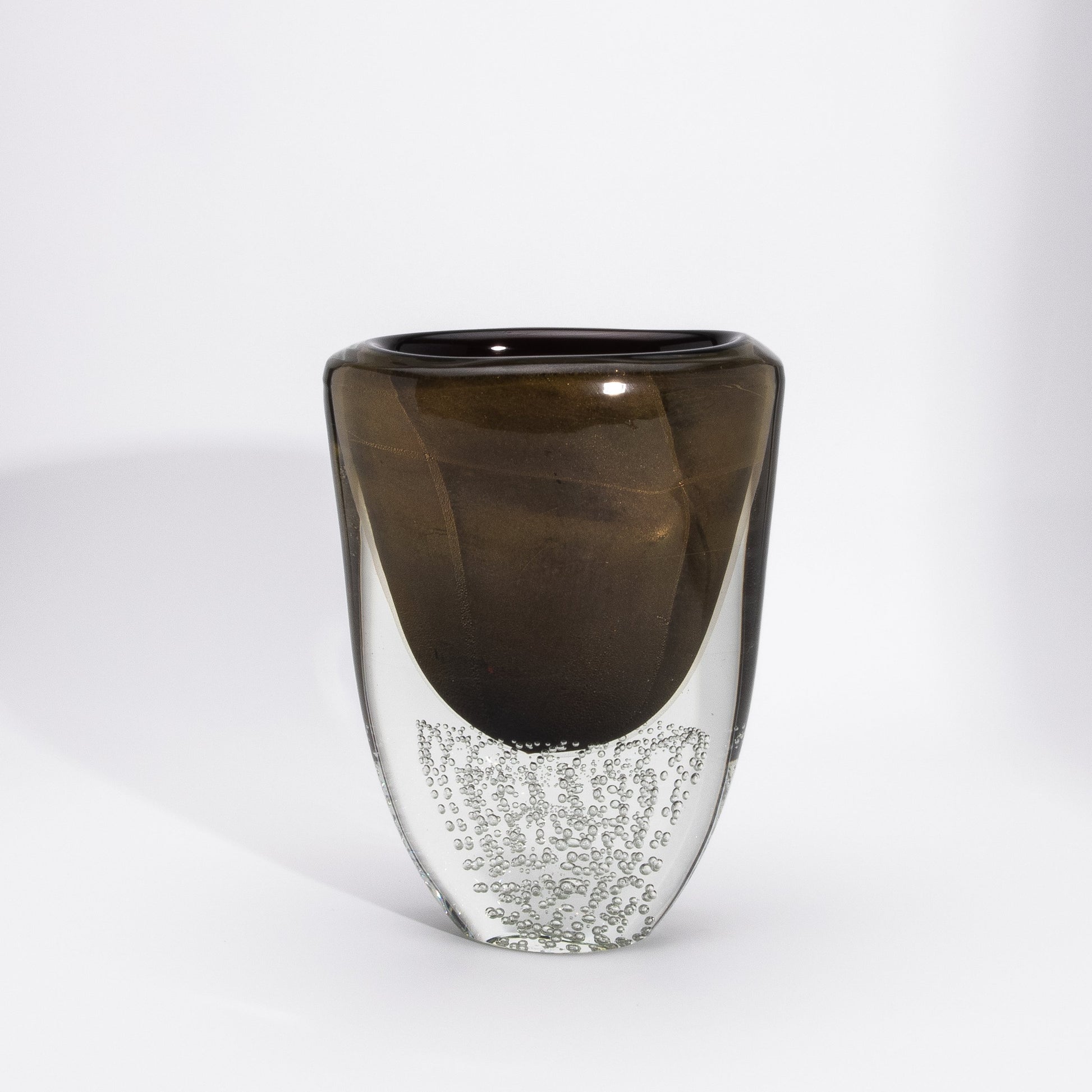 Murano Vase in Black / Clear with 24-karat Gold Flecks and Bubbles
