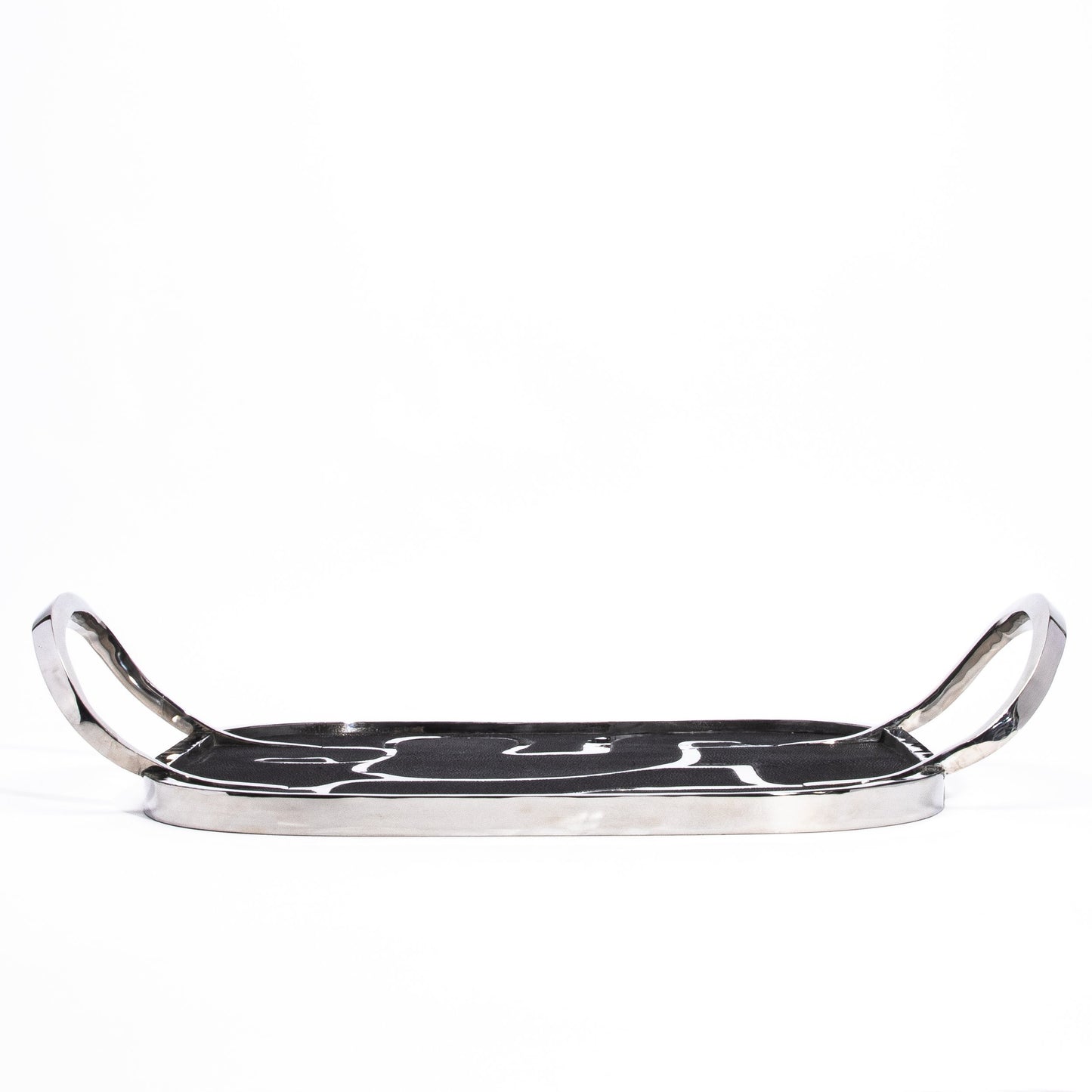 Cocteau Tray in Black Shagreen with Polished Stainless Steel by R&Y Augousti