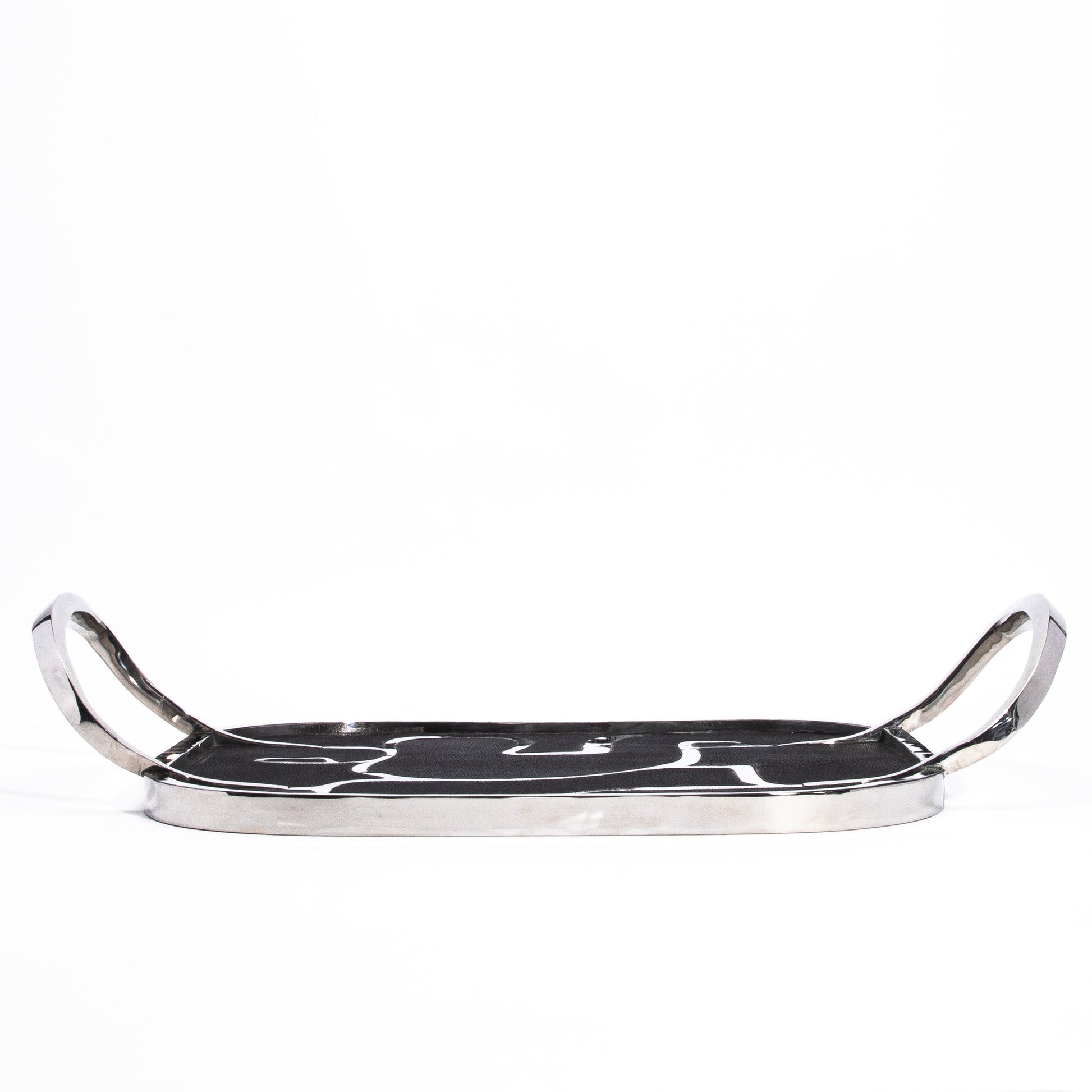 Cocteau Tray in Black Shagreen with Polished Stainless Steel by R&Y Augousti