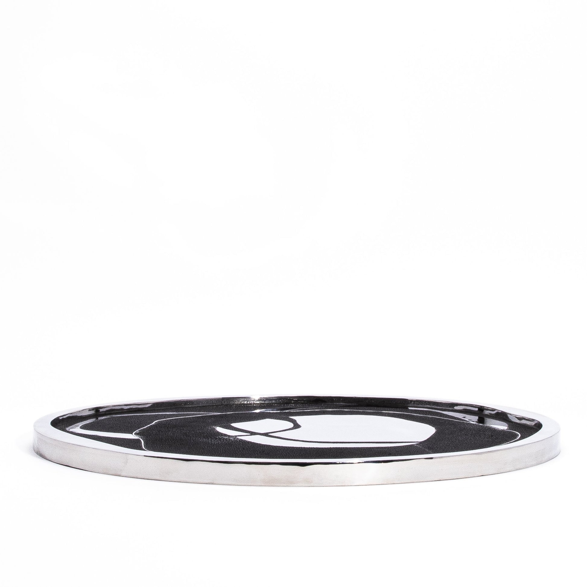 Round Shagreen Tray with Polished Stainless Steel by R&Y Augousti