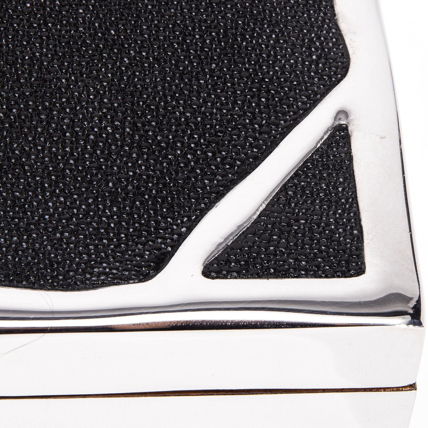 Modern Box in Black Shagreen with Polished Stainless Steel by R&Y Augousti