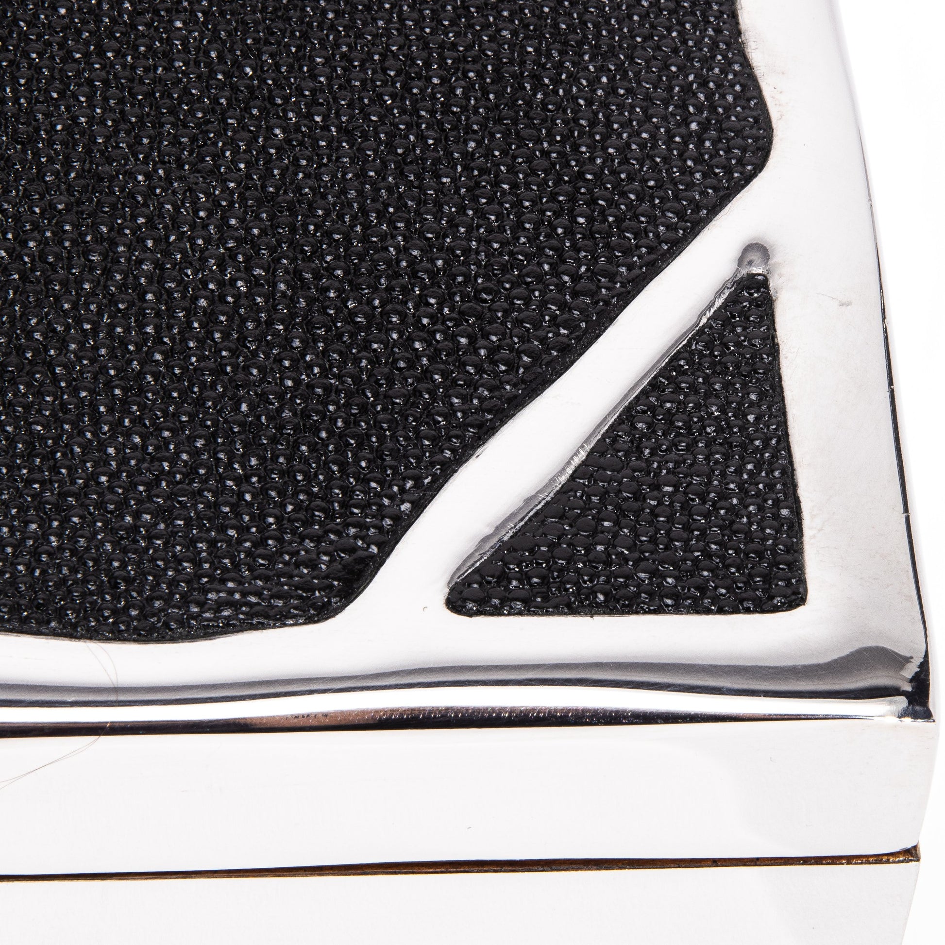 Modern Box in Black Shagreen with Polished Stainless Steel by R&Y Augousti