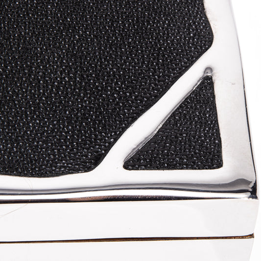 Modern Box in Black Shagreen with Polished Stainless Steel by R&Y Augousti