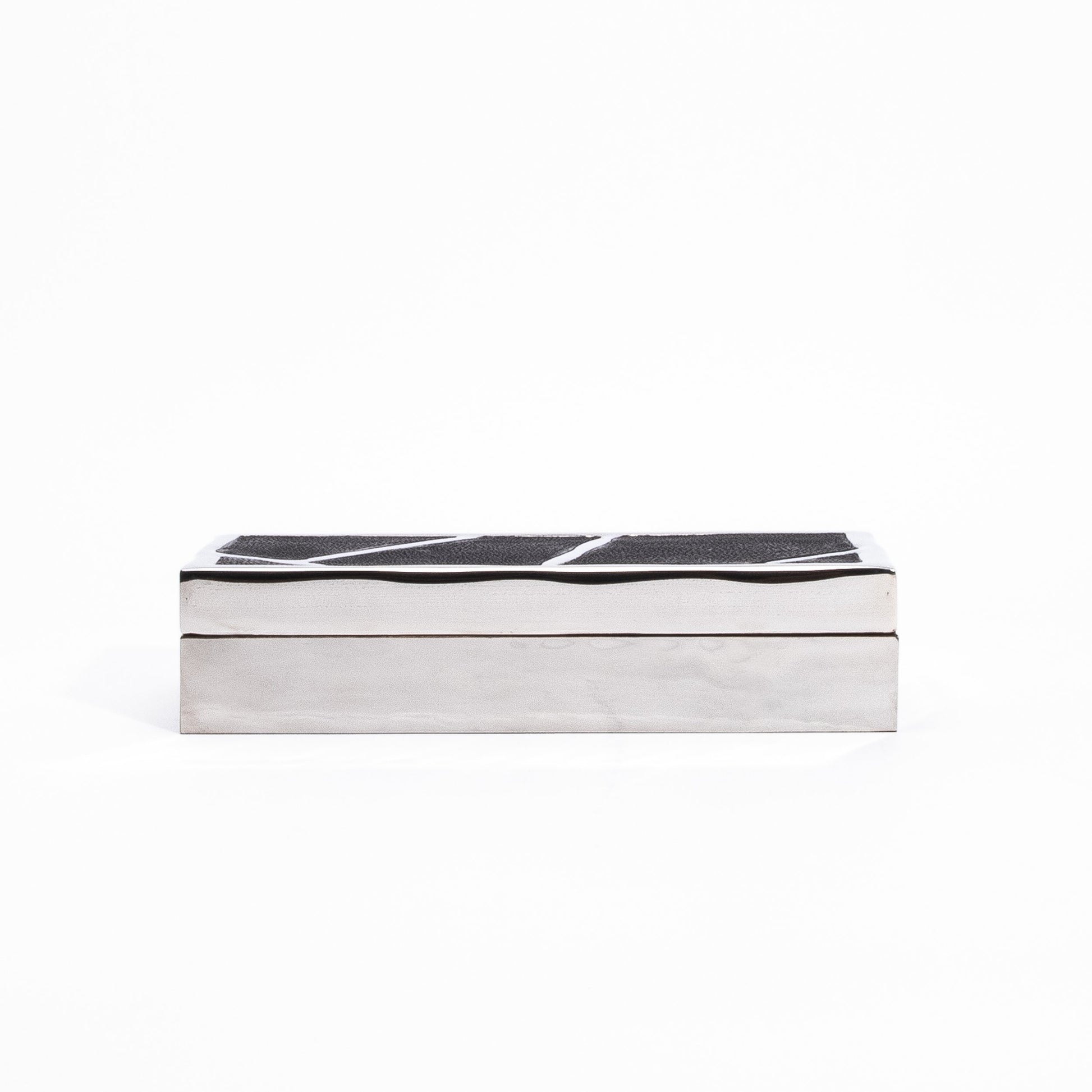 Modern Box in Black Shagreen with Polished Stainless Steel by R&Y Augousti