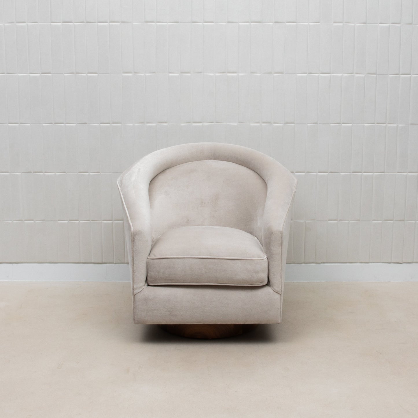 Swivel Chair in Grey Velvet with Walnut by MOGUL
