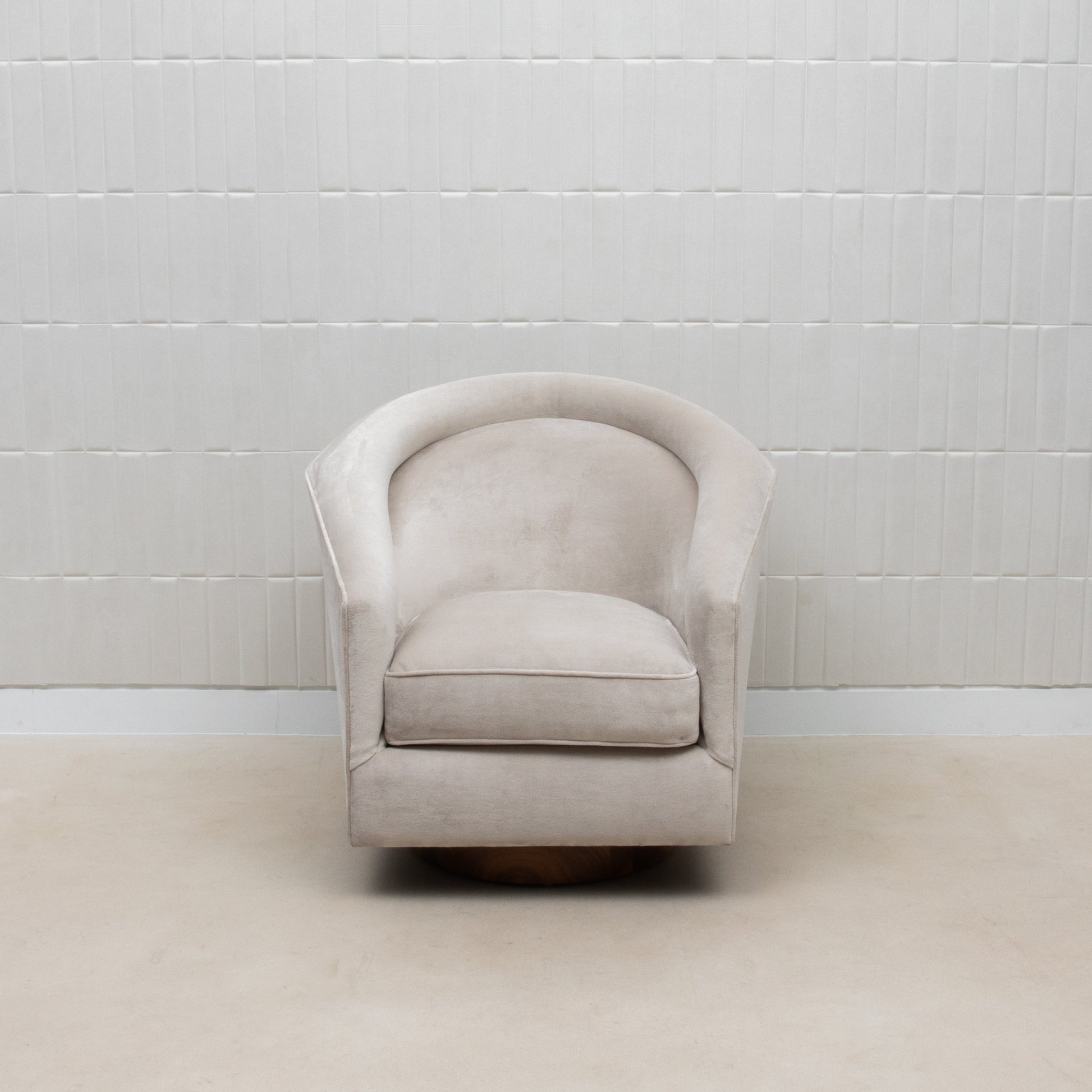 Swivel Chair in Grey Velvet with Walnut by MOGUL