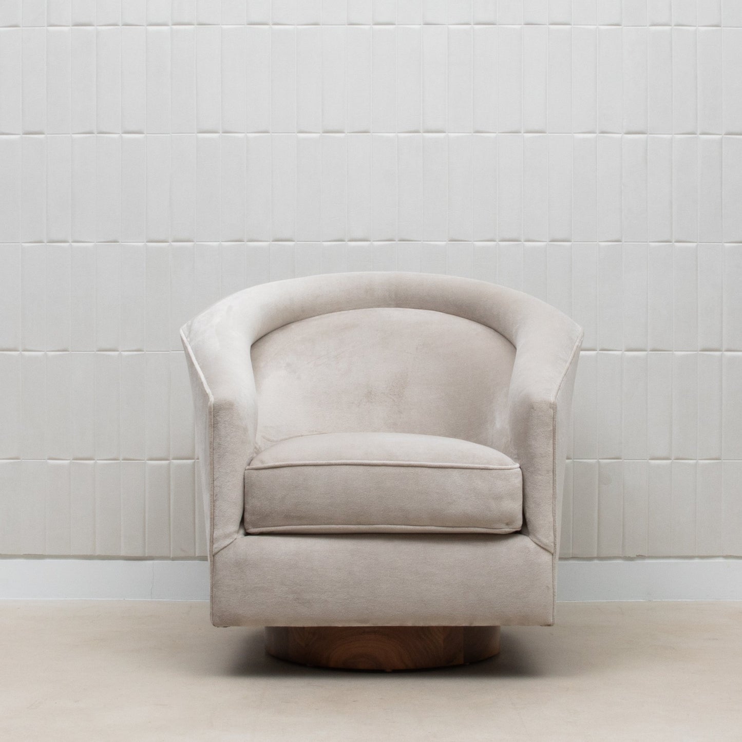 Swivel Chair in Grey Velvet with Walnut by MOGUL