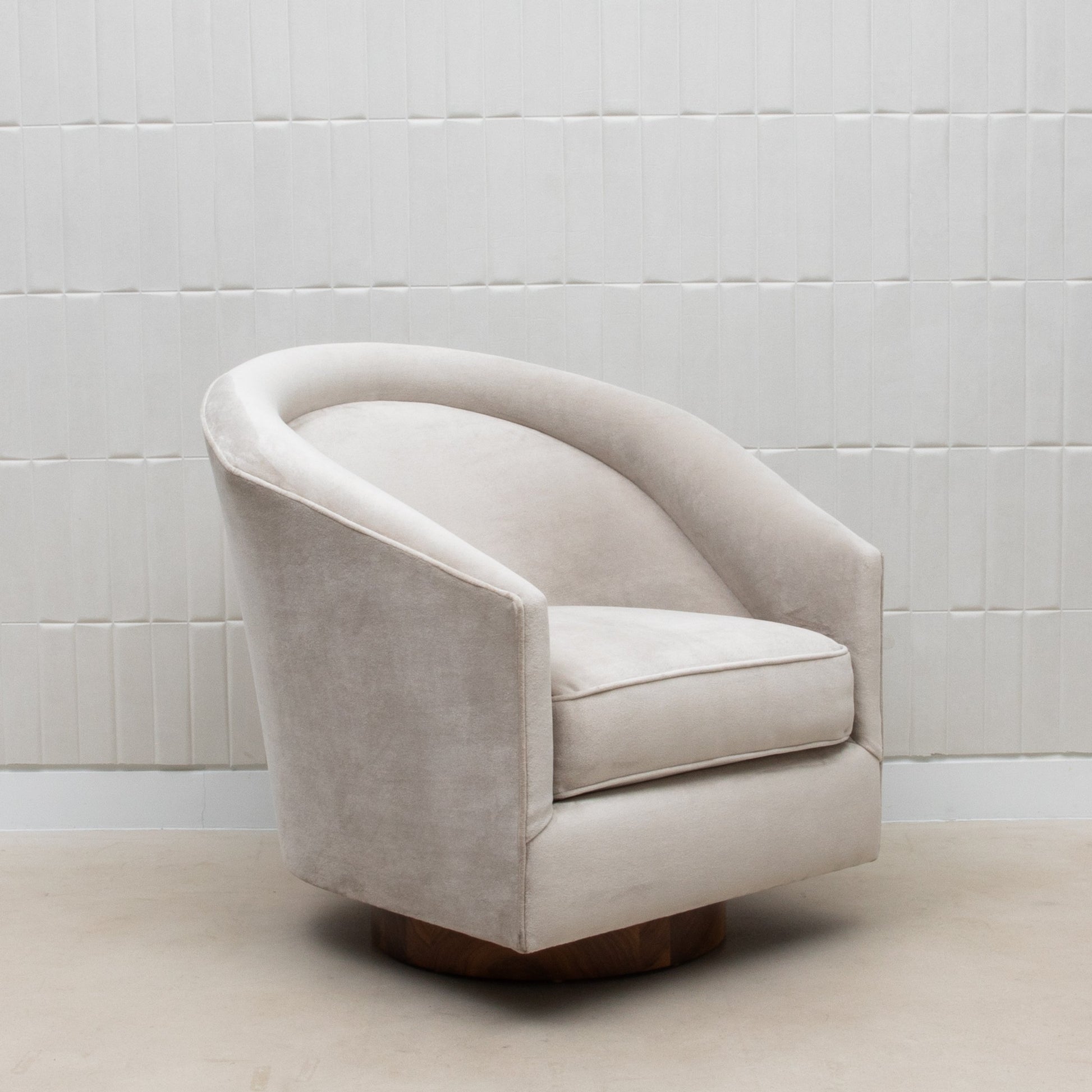 Swivel Chair in Grey Velvet with Walnut by MOGUL
