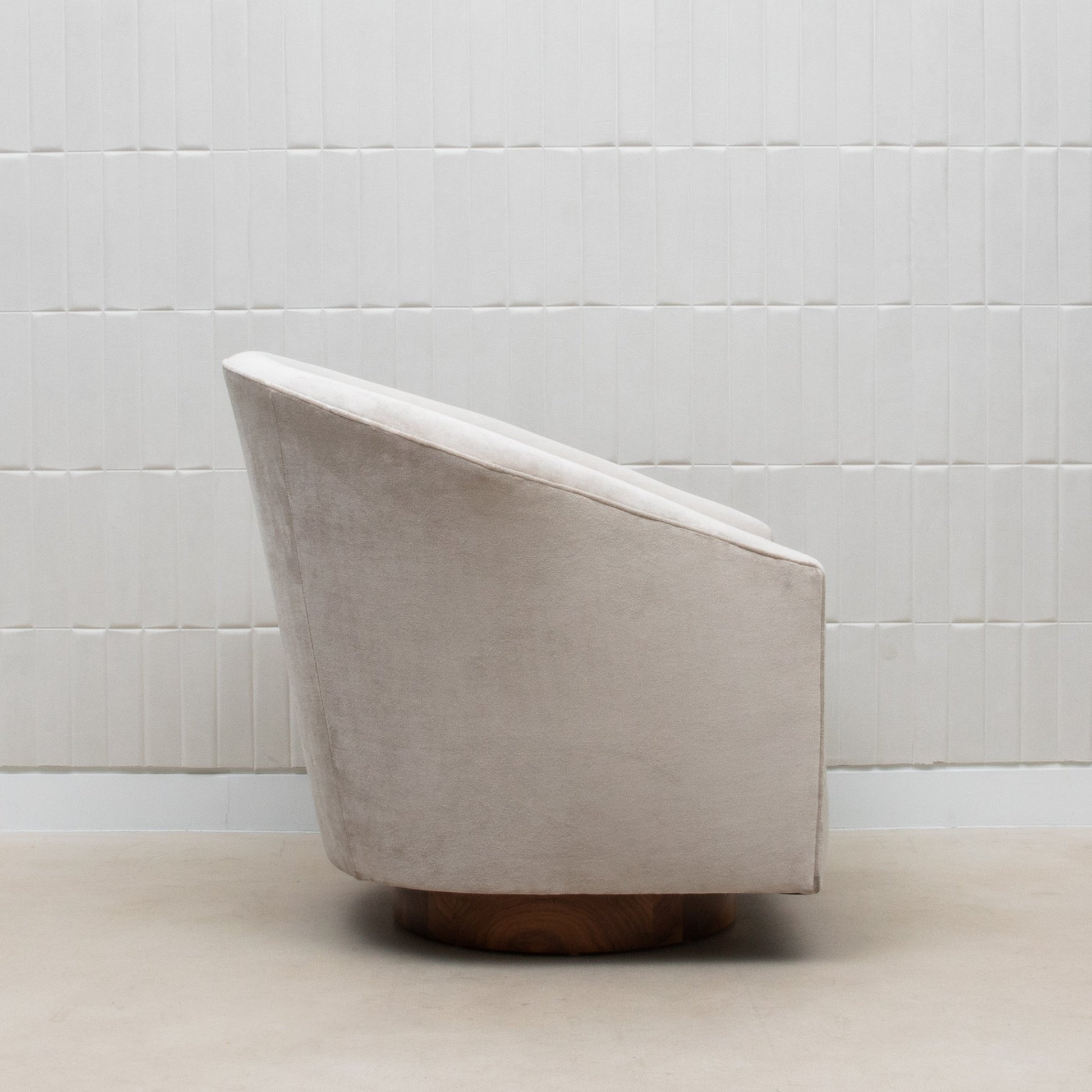 Swivel Chair in Grey Velvet with Walnut by MOGUL