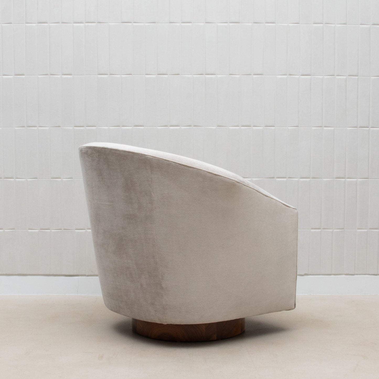 Swivel Chair in Grey Velvet with Walnut by MOGUL