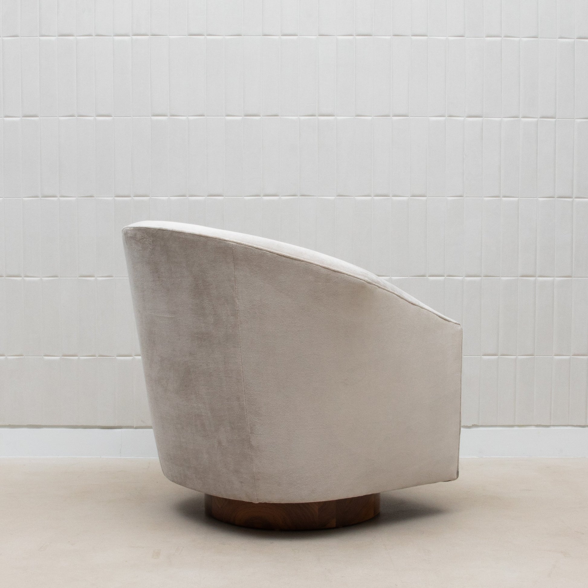Swivel Chair in Grey Velvet with Walnut by MOGUL