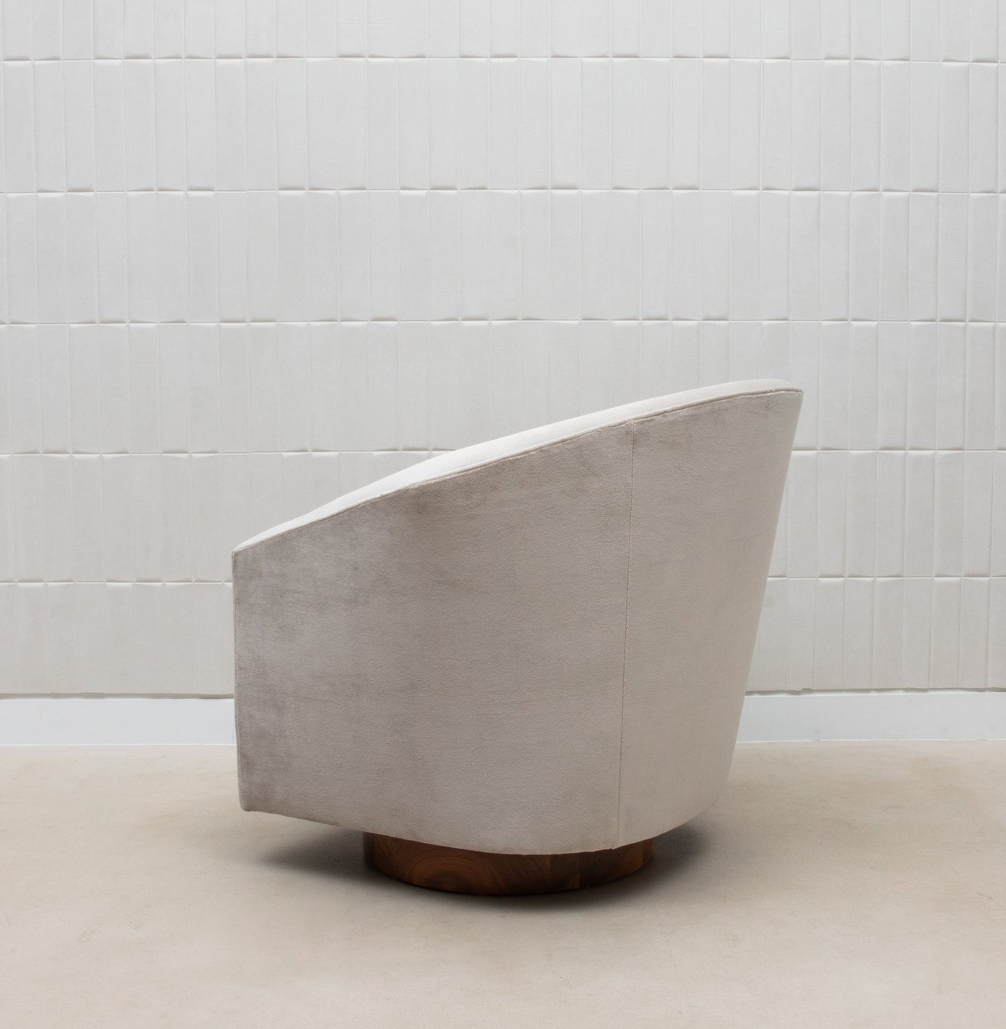 Swivel Chair in Grey Velvet with Walnut by MOGUL