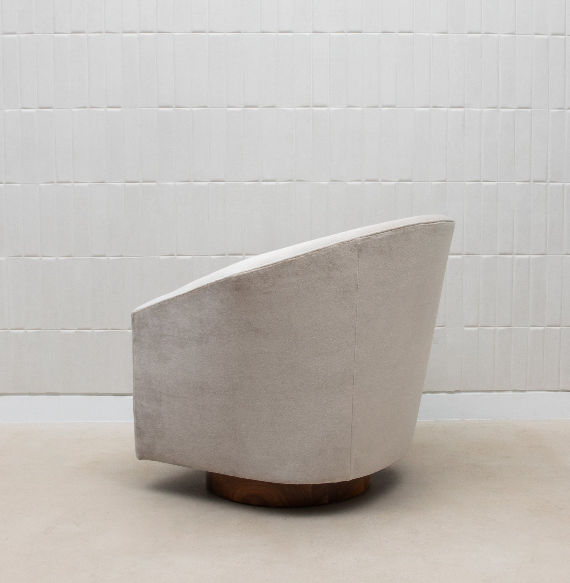 Swivel Chair in Grey Velvet with Walnut by MOGUL