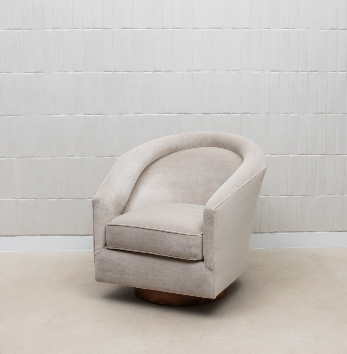 Swivel Chair in Grey Velvet with Walnut by MOGUL