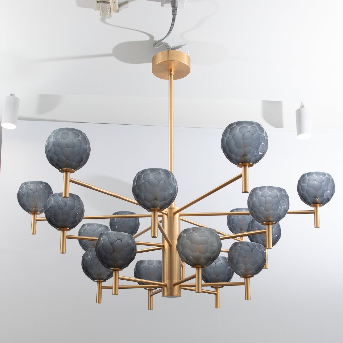 Hand-Blown Murano Spider Chandelier with Brushed Brass Fittings