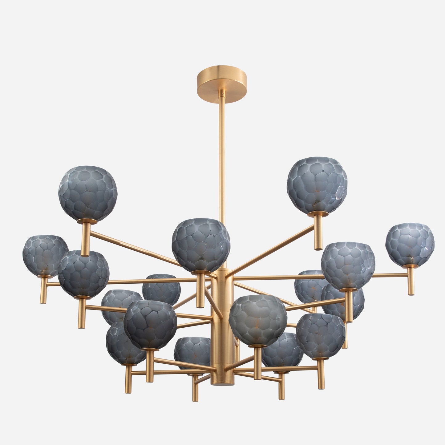 Hand-Blown Murano Spider Chandelier with Brushed Brass Fittings