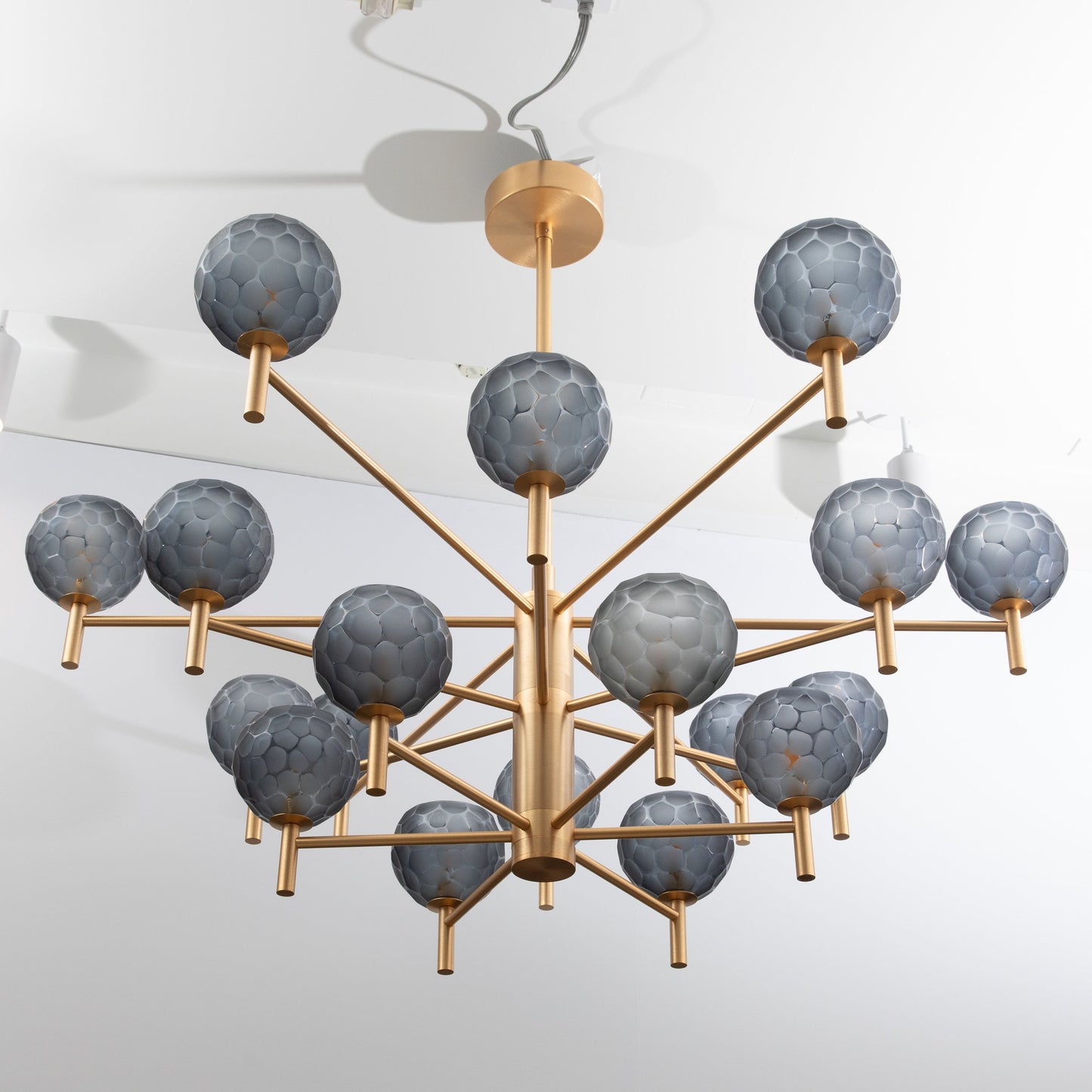 Hand-Blown Murano Spider Chandelier with Brushed Brass Fittings