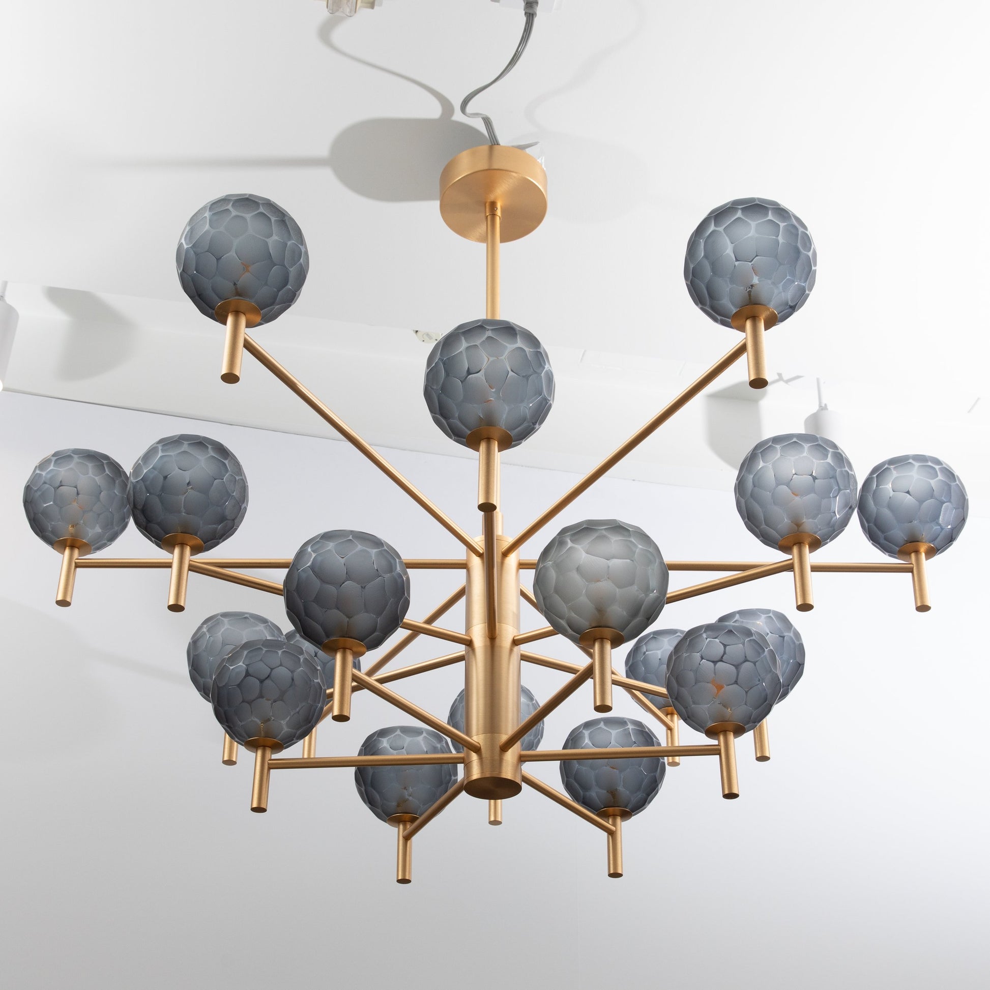 Hand-Blown Murano Spider Chandelier with Brushed Brass Fittings