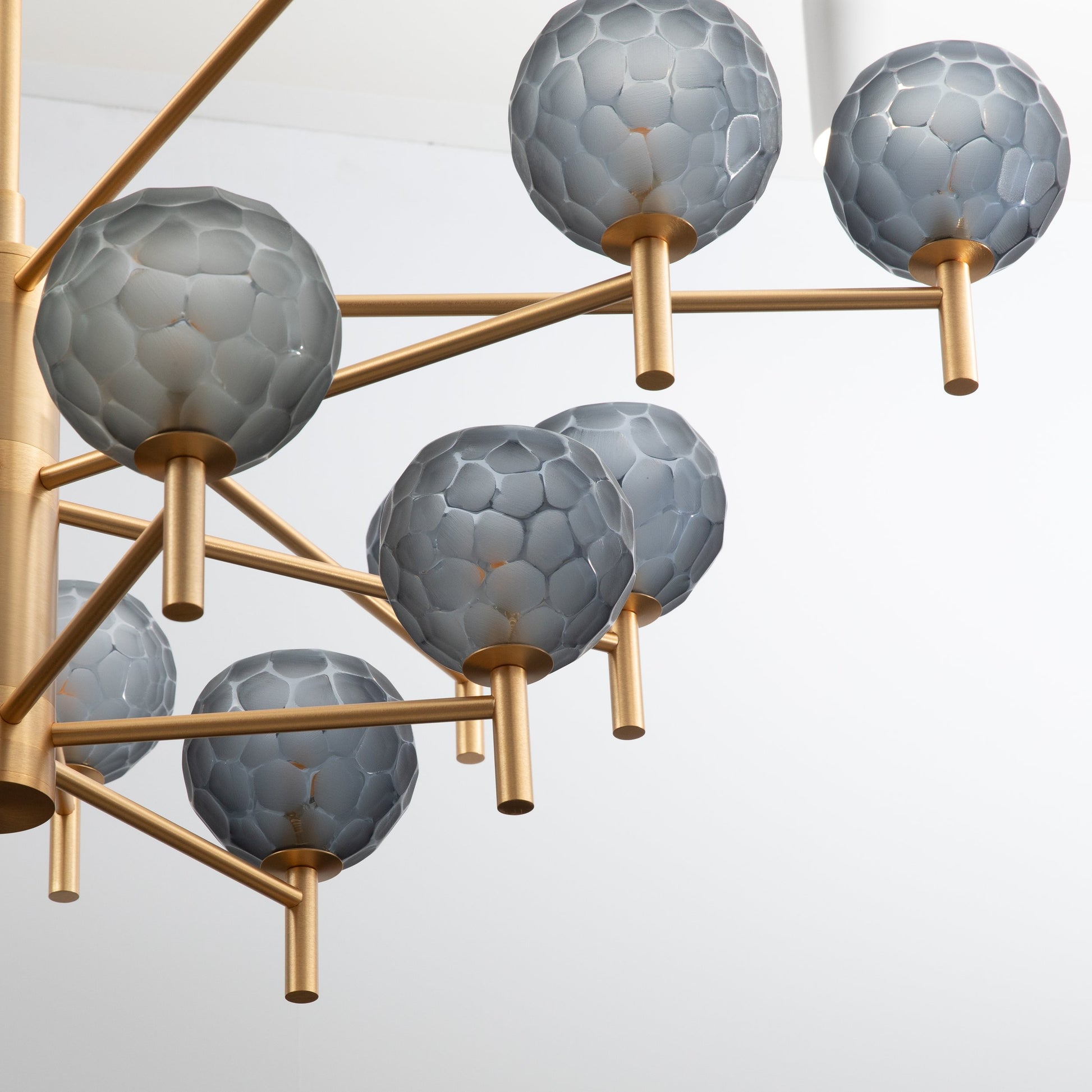 Hand-Blown Murano Spider Chandelier with Brushed Brass Fittings