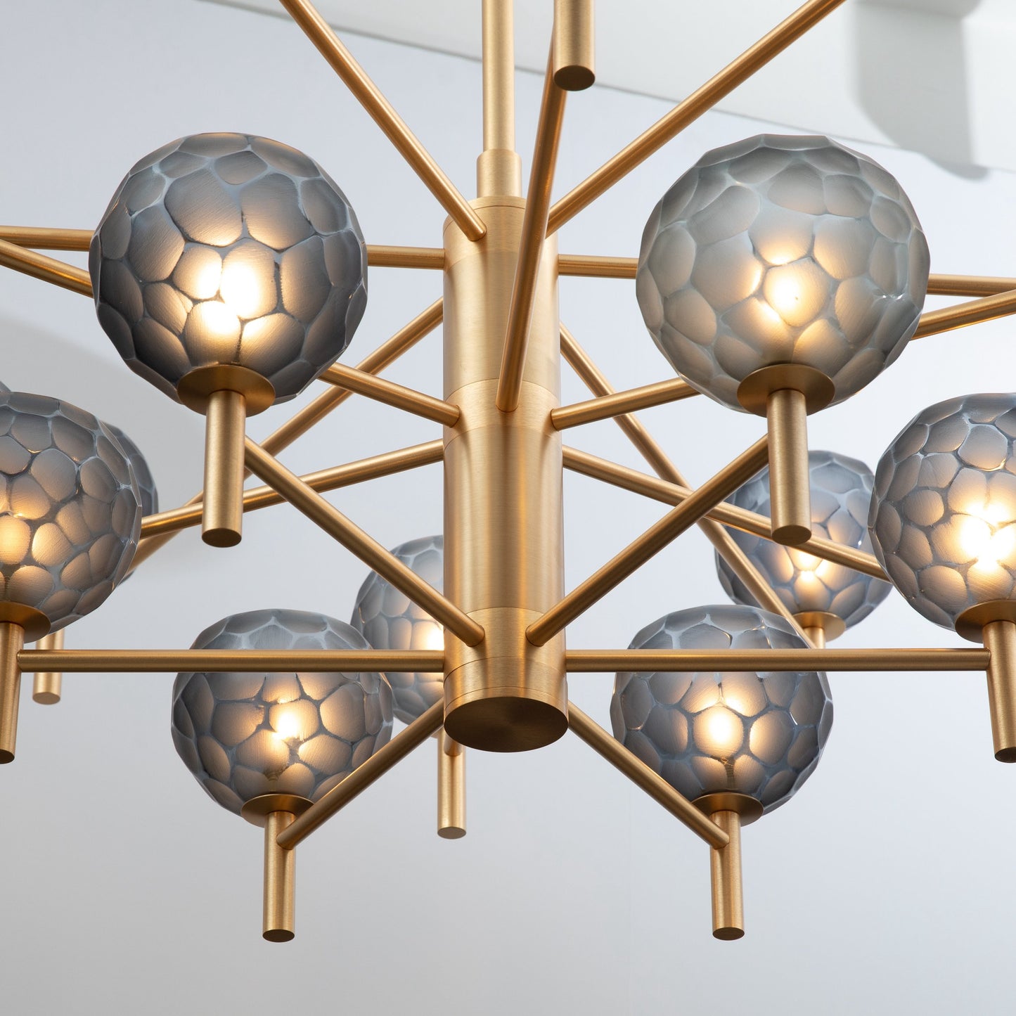Hand-Blown Murano Spider Chandelier with Brushed Brass Fittings