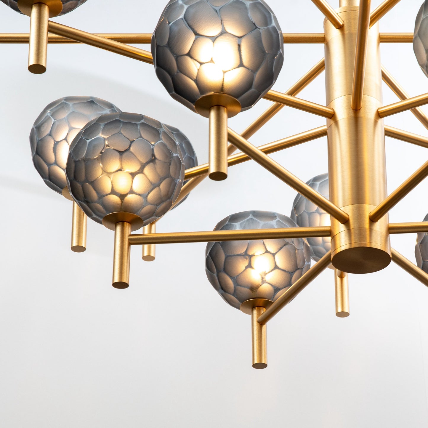 Hand-Blown Murano Spider Chandelier with Brushed Brass Fittings