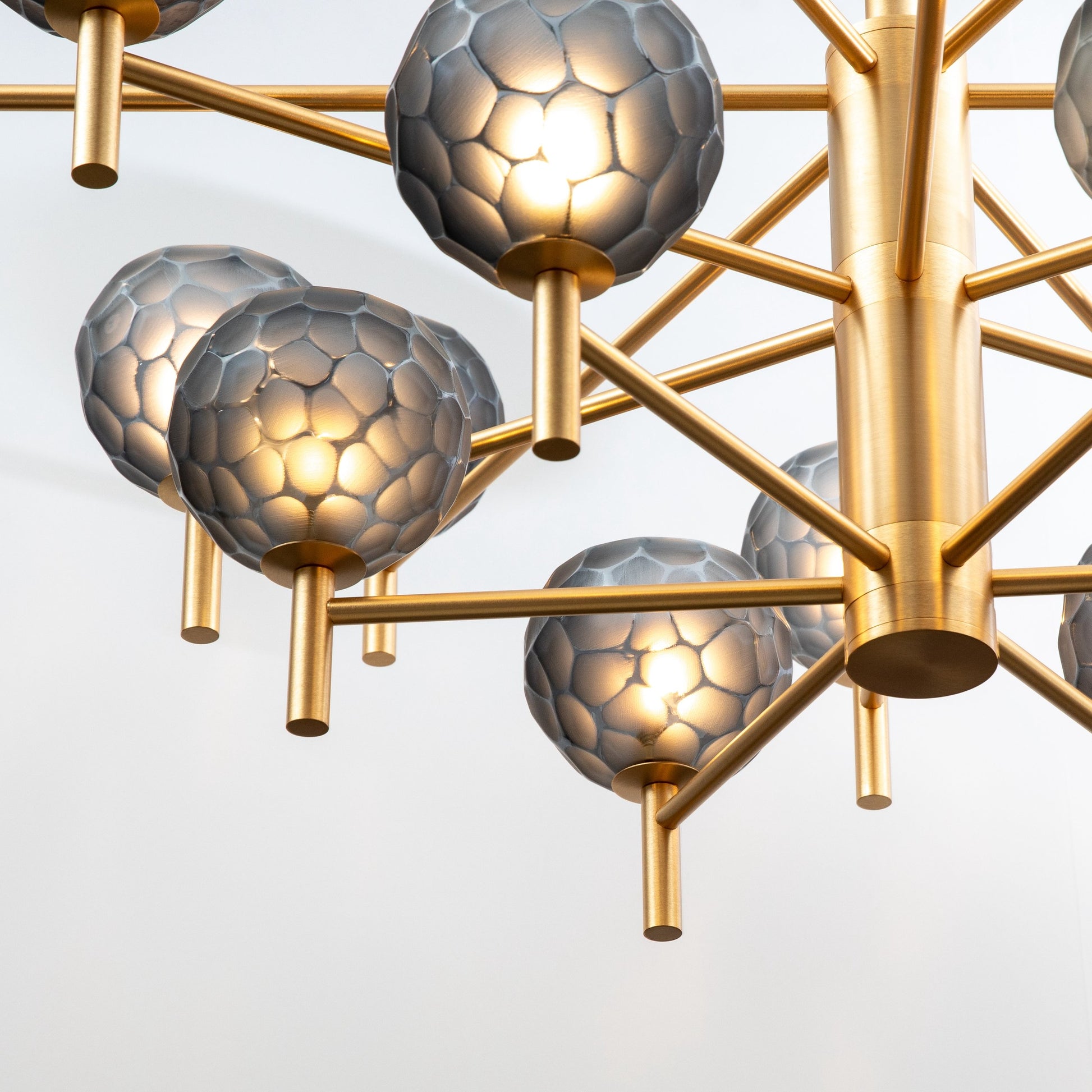 Hand-Blown Murano Spider Chandelier with Brushed Brass Fittings