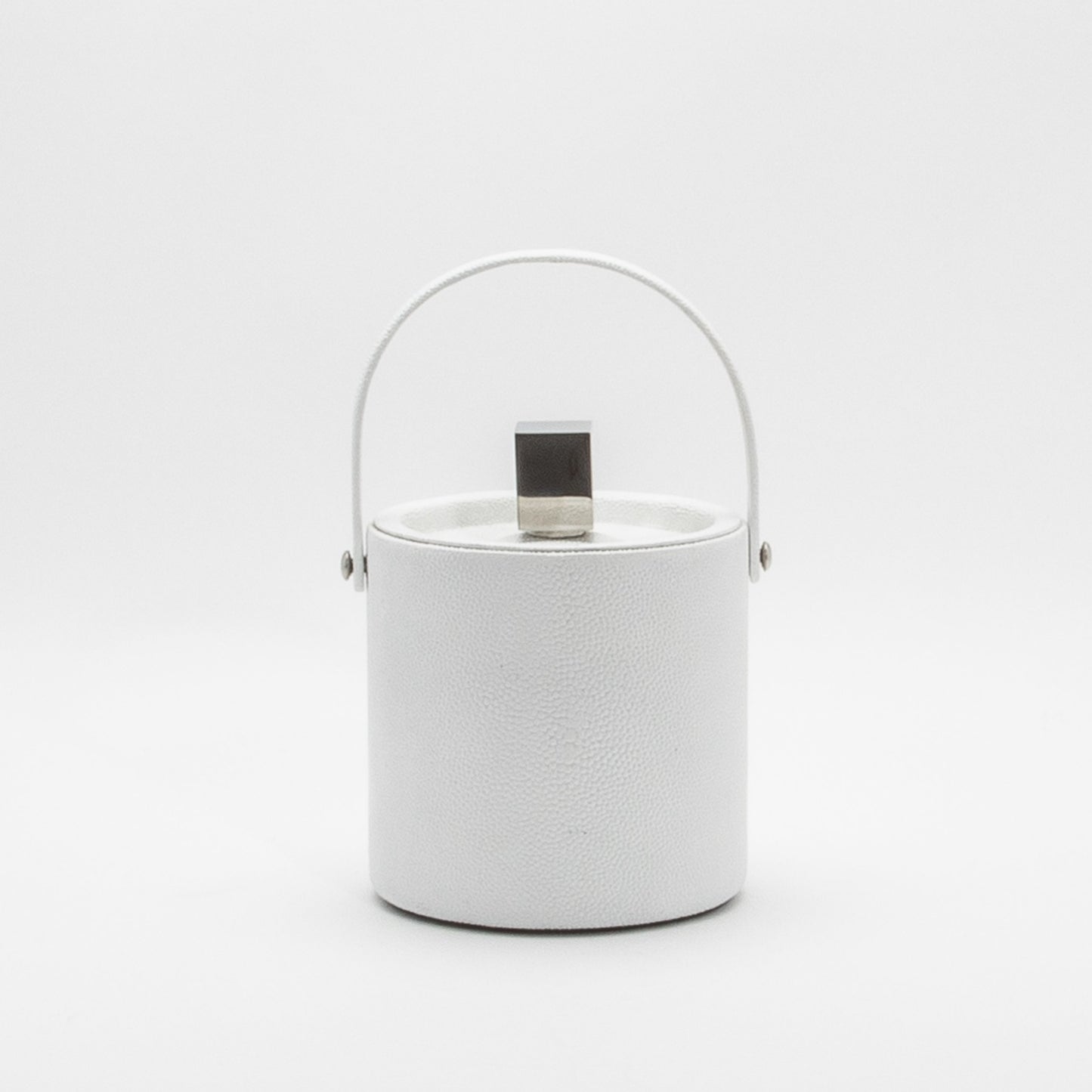 Ice Bucket in White Shagreen with Stainless Steel by KIFU Paris