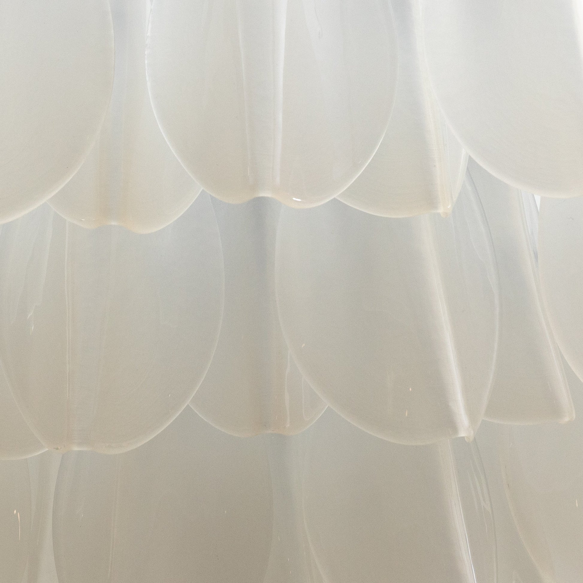Hand-Blown Murano Feather Chandelier in Opaline Glass and Oil Rubbed Bronze