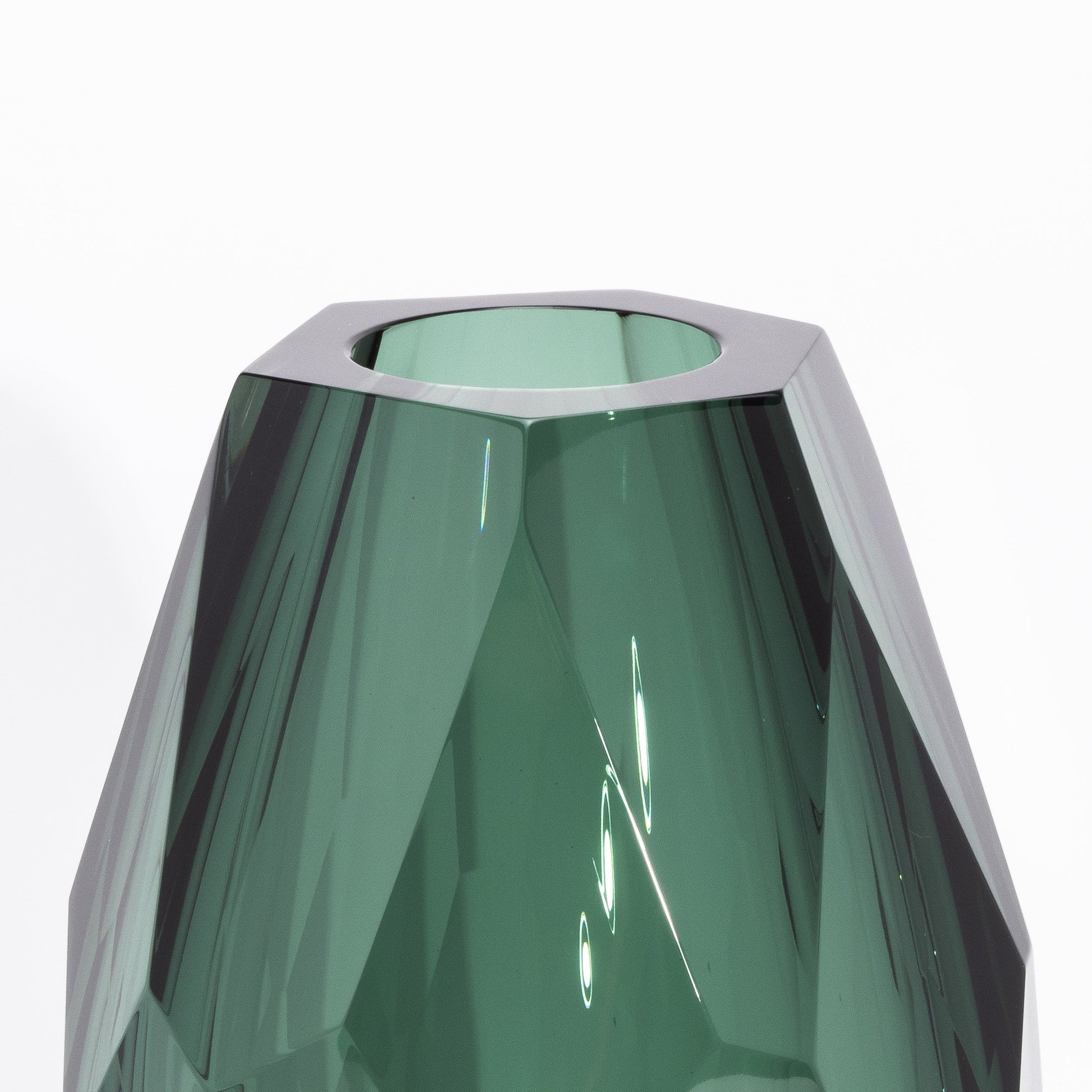 Murano Faceted Vase in Eucalyptus Green
