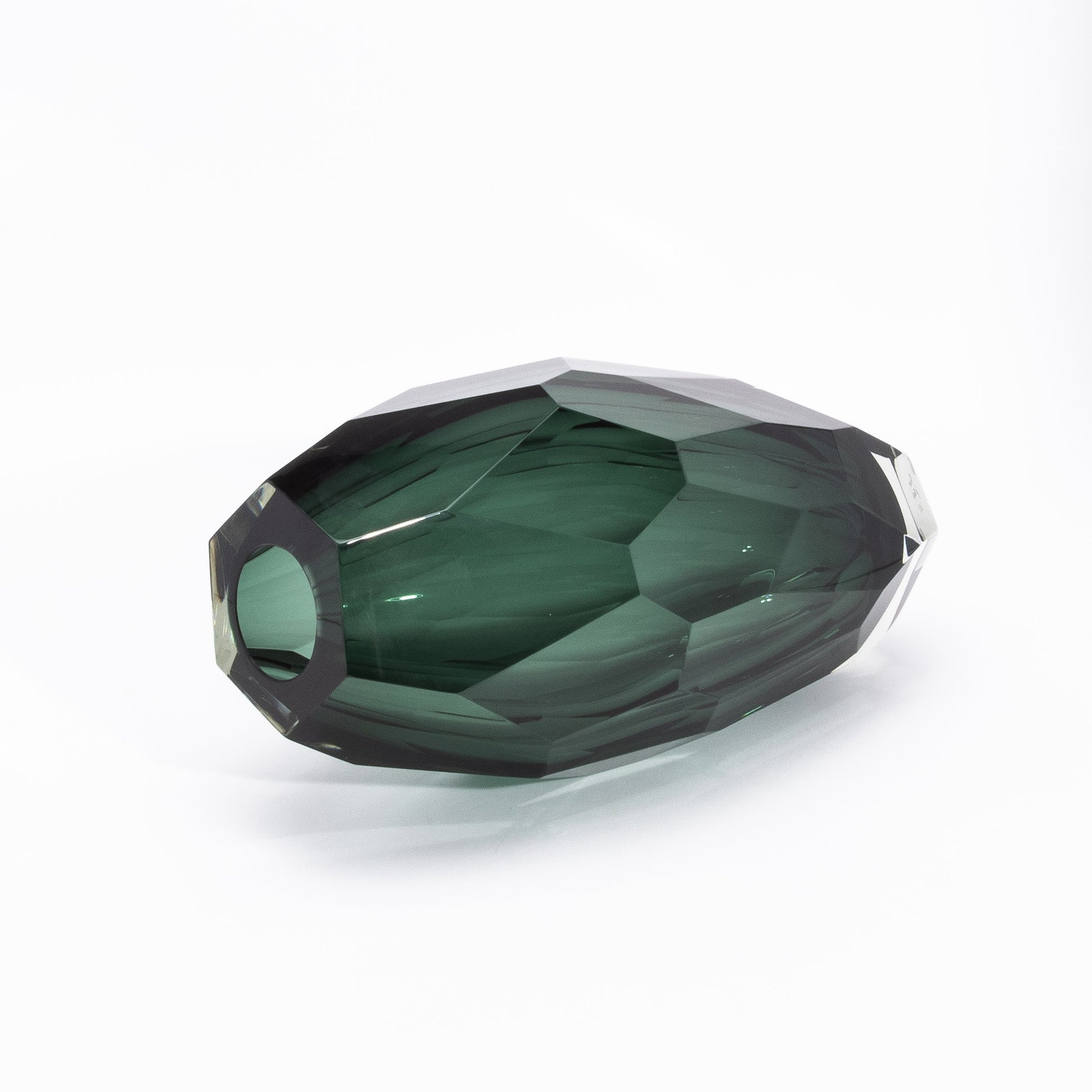 Murano Faceted Vase in Eucalyptus Green