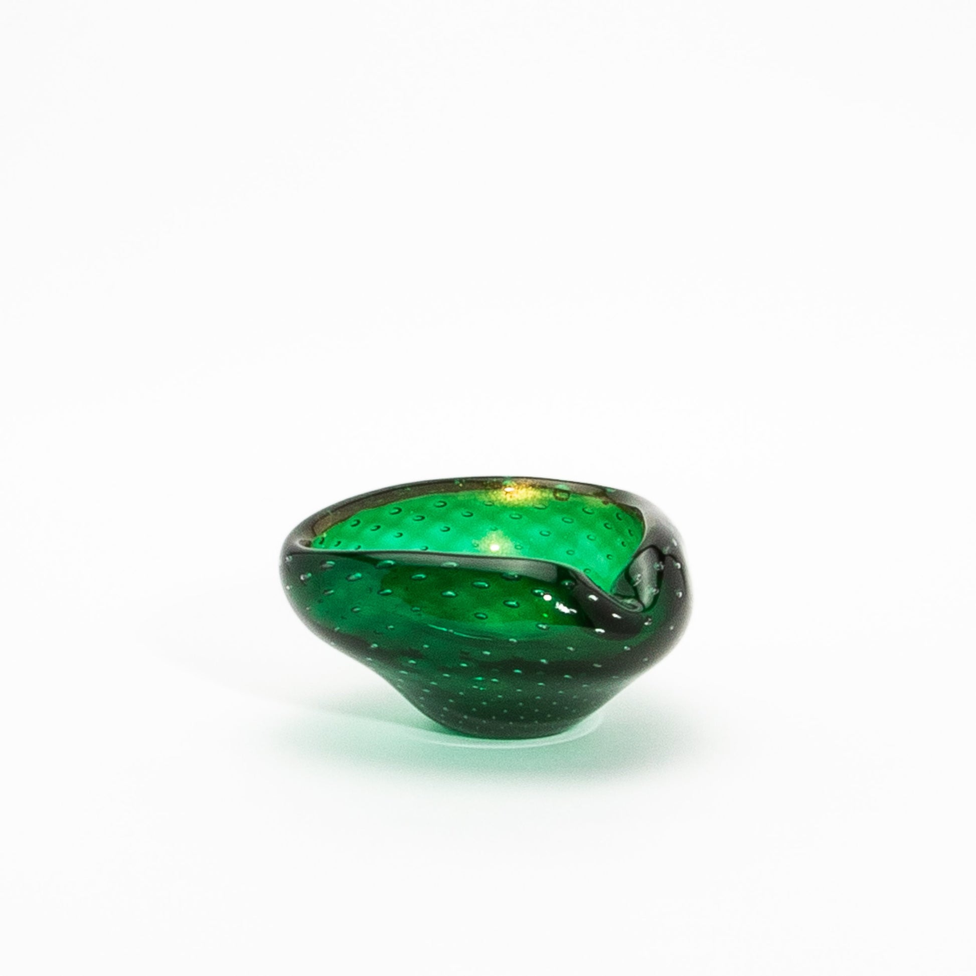 Murano Bowl in Green with 24-Karat Gold Flecks and Bullicante Detailing