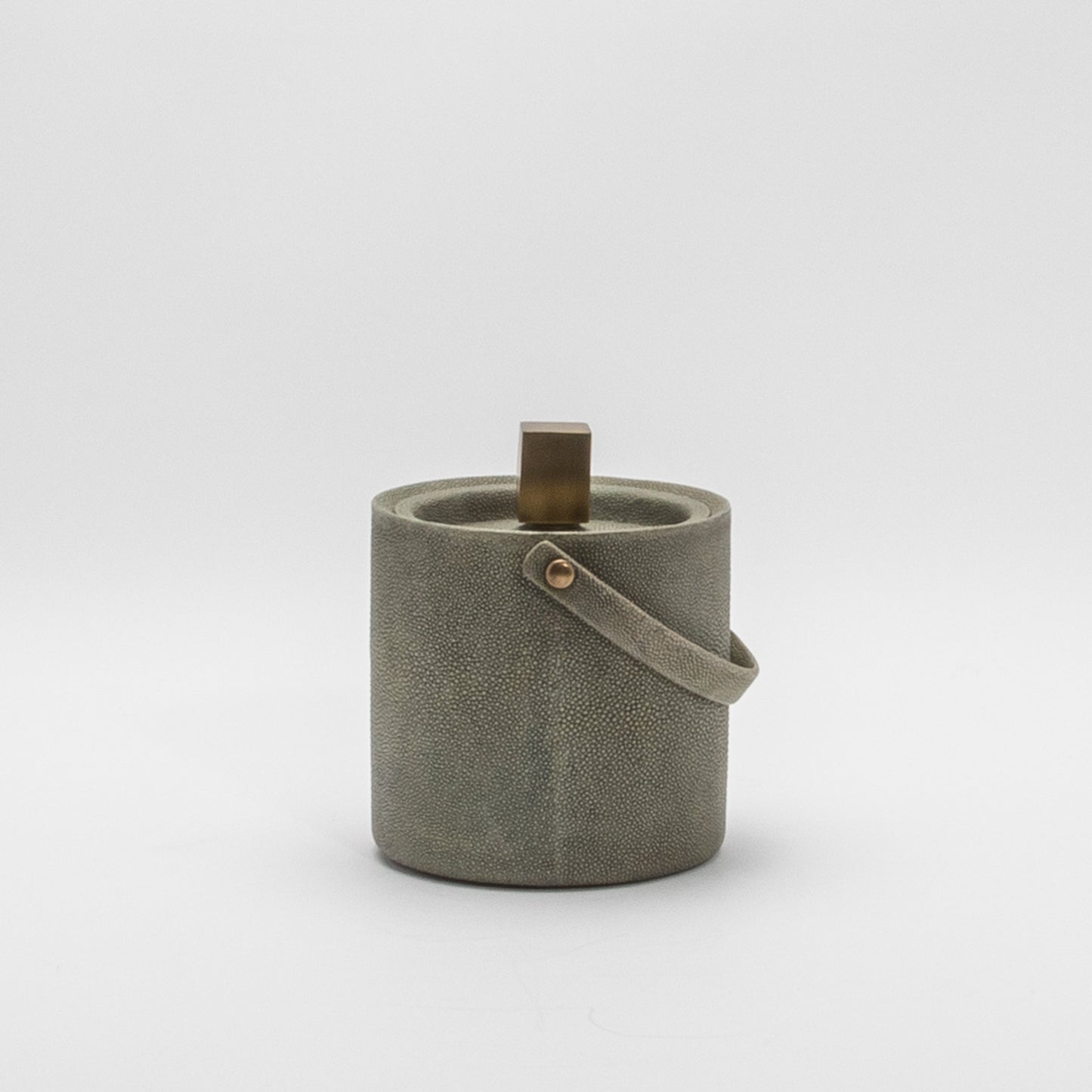 Ice Bucket in Grey Shagreen with Brass by KIFU Paris
