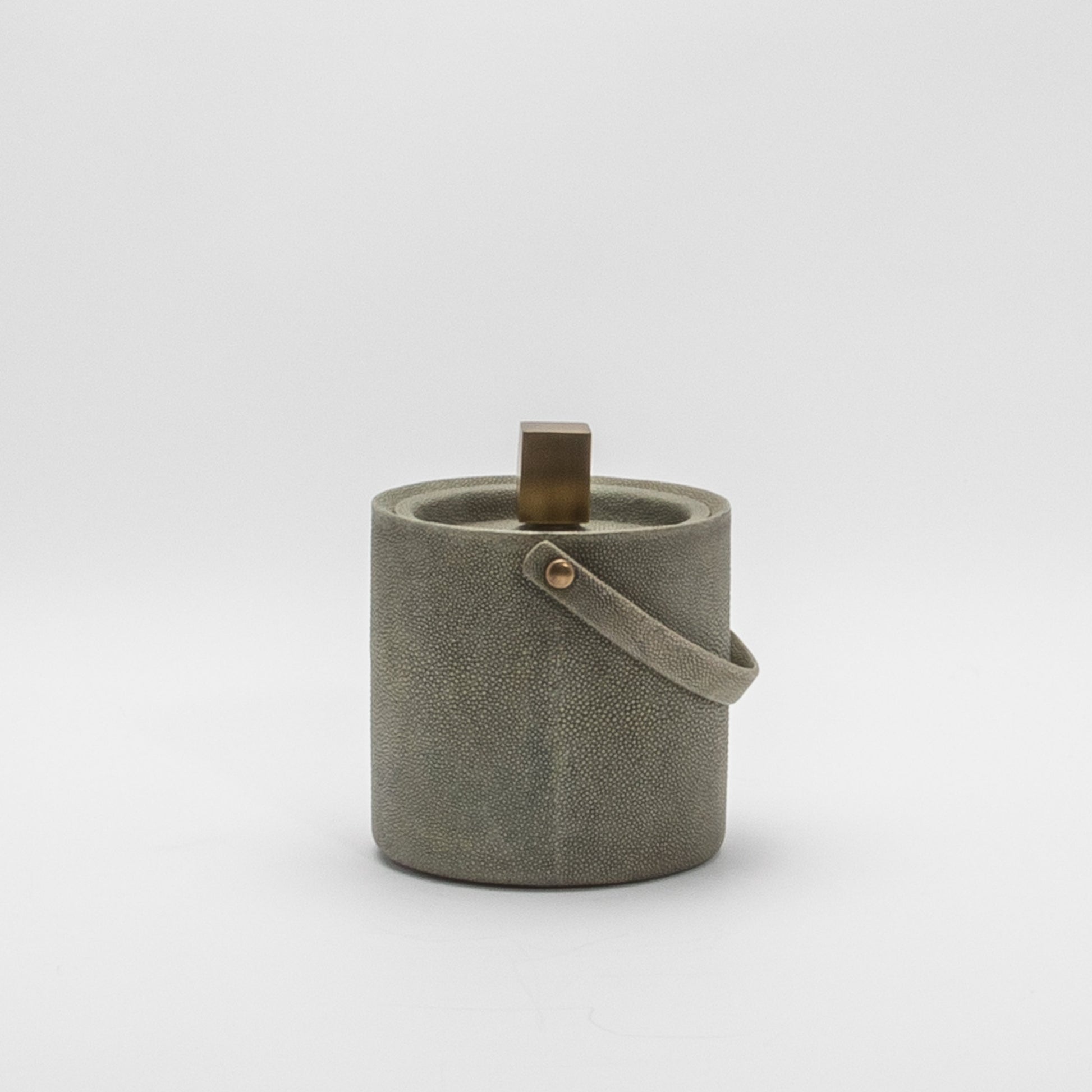 Ice Bucket in Grey Shagreen with Brass by KIFU Paris