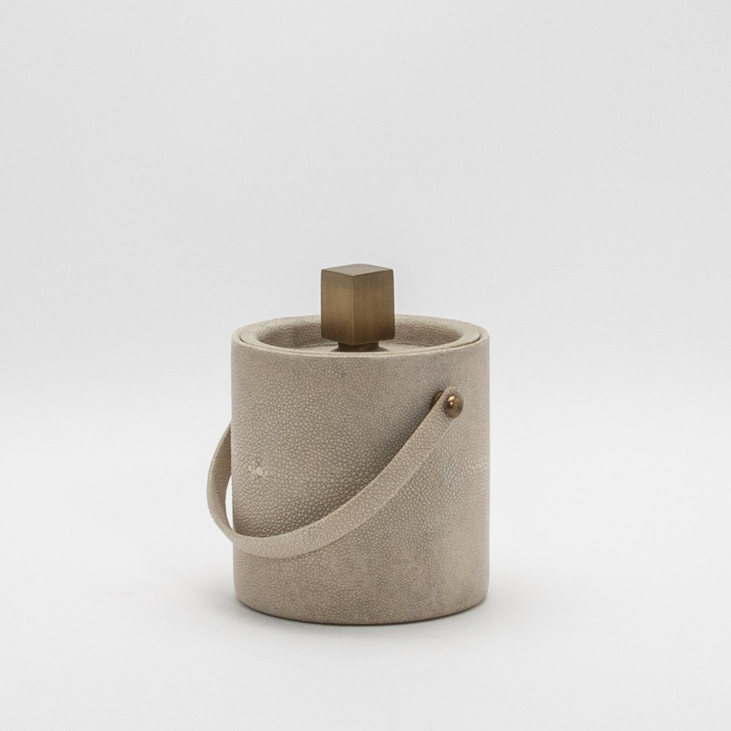 Ice Bucket in Cream Shagreen with Brass by KIFU Paris